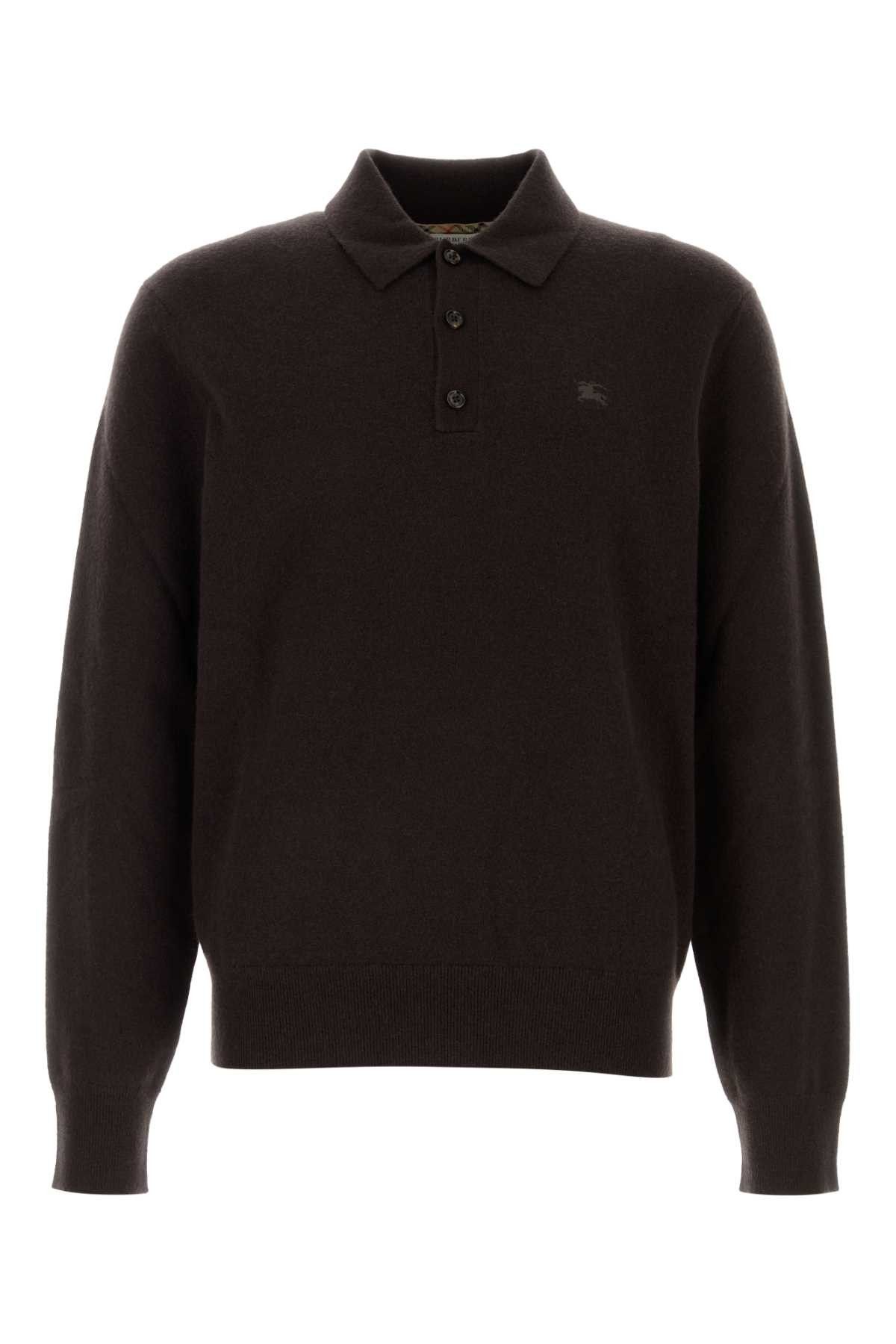 Burberry Dark Brown Stretch Cashmere Blend Polo Shirt Size US M / EU 48-50 / 2 - 1 Thumbnail
