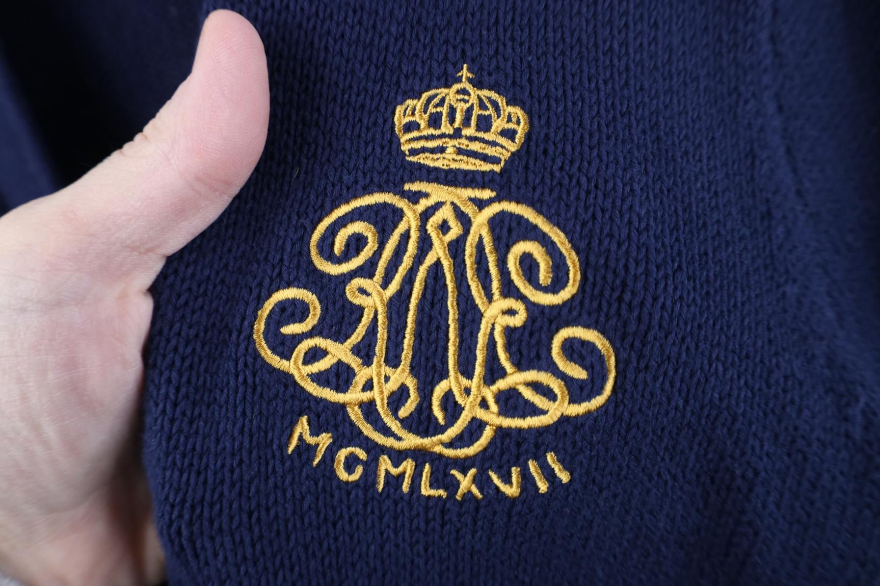 Polo Ralph Lauren Vintage 90s Ralph Lauren Crown Monogram Knit Sweater Size L / US 10 / IT 46 - 4 Thumbnail
