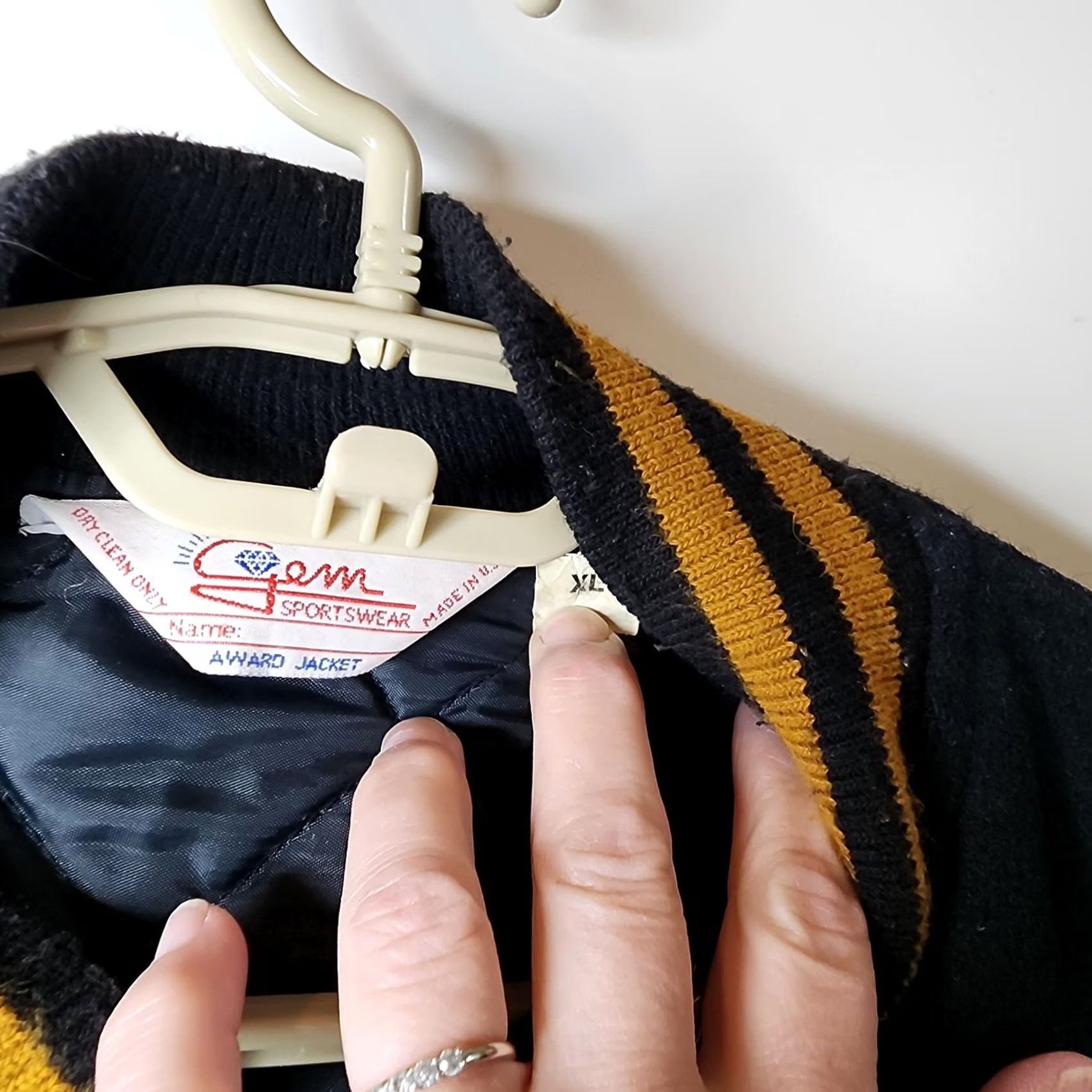 Salem Sportswear Gem Sportswear Jacket Mens XL Black Varsity Leather Sleeves Lined Gold G Patch Limited Detail Size US XL / EU 56 / 4 - 7 Thumbnail