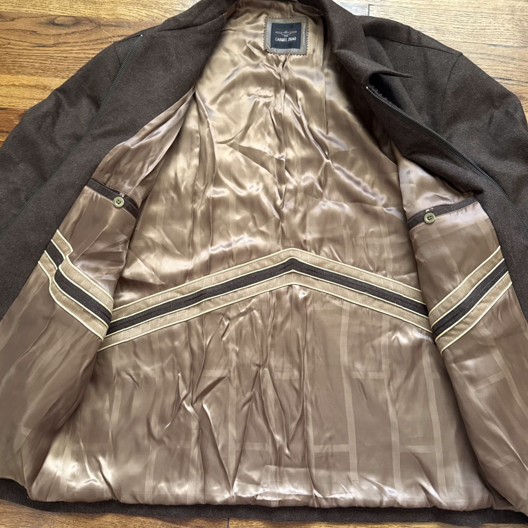 Vintage Carmel Zhao Full Zip Jacket Coat BROWN XL Wool & Cashmere Size XL / US 12-14 / IT 48-50 - 6 Thumbnail
