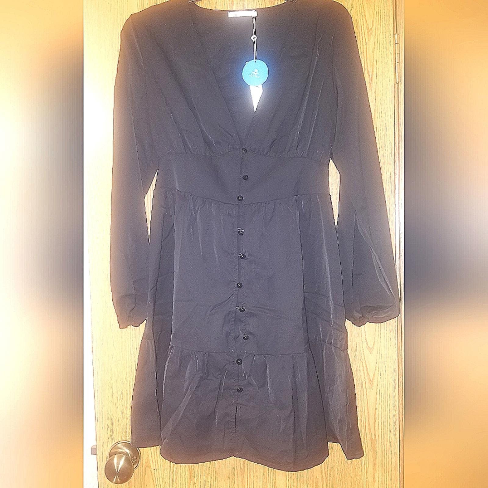Designer NWT Cupshe Elegant Black Button-Down Dress Size Small Size S / US 4 / IT 40 - 1 Thumbnail