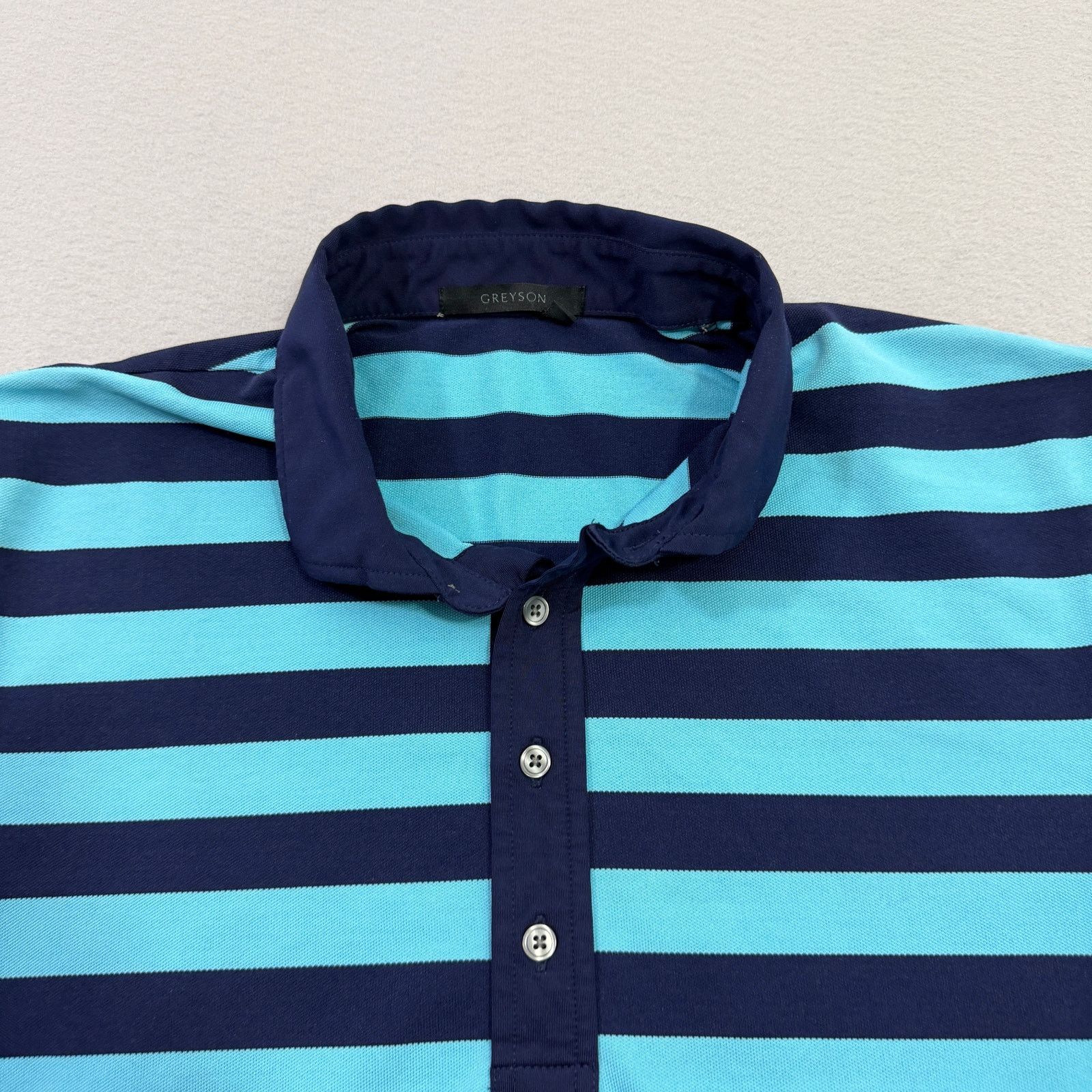 Other Greyson Polo Shirt Men's Extra Large Blue Striped Collared Size US XL / EU 56 / 4 - 3 Thumbnail