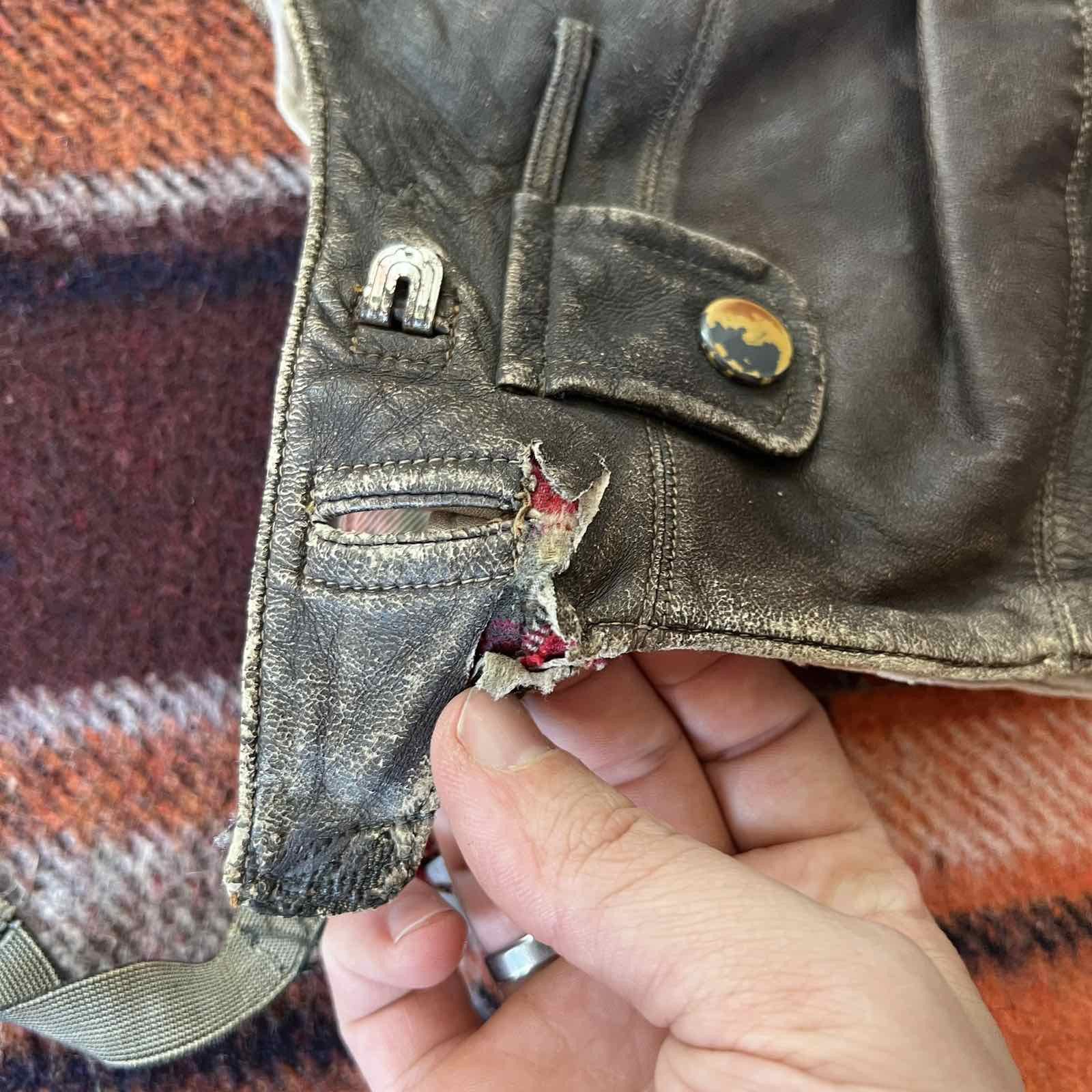 Vintage Rare WW2 German Luftwaffe Leather Flying Helmet Size ONE SIZE - 3 Thumbnail