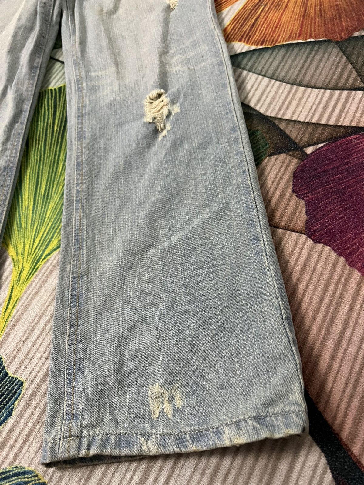 Japanese Brand 💥Flare💥Marna Clef De Sol Faded Distress Jean Size US 32 / EU 48 - 5 Thumbnail