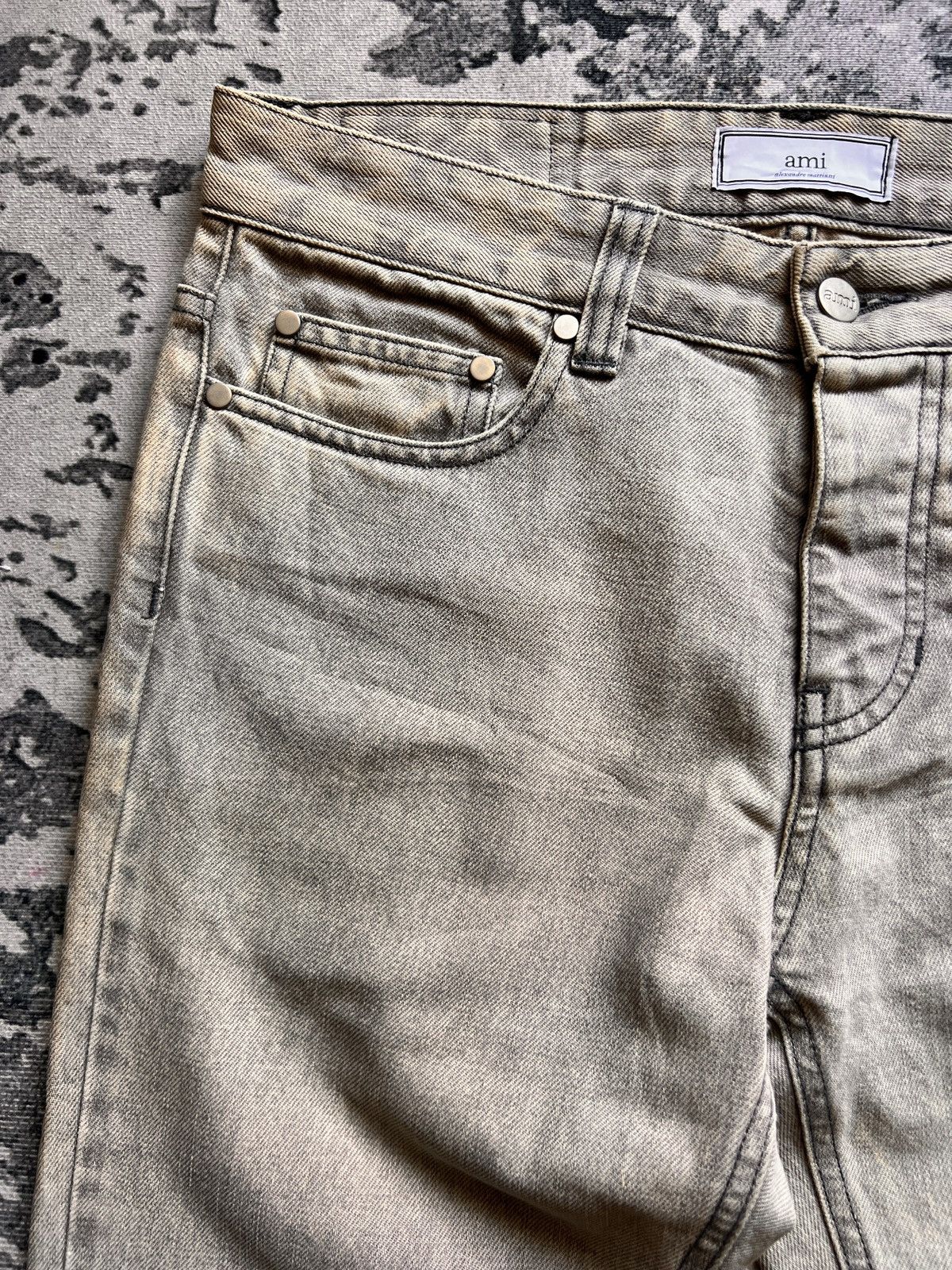 AMI AMI Beige Acid Wash Jeans Size US 32 / EU 48 - 4 Thumbnail