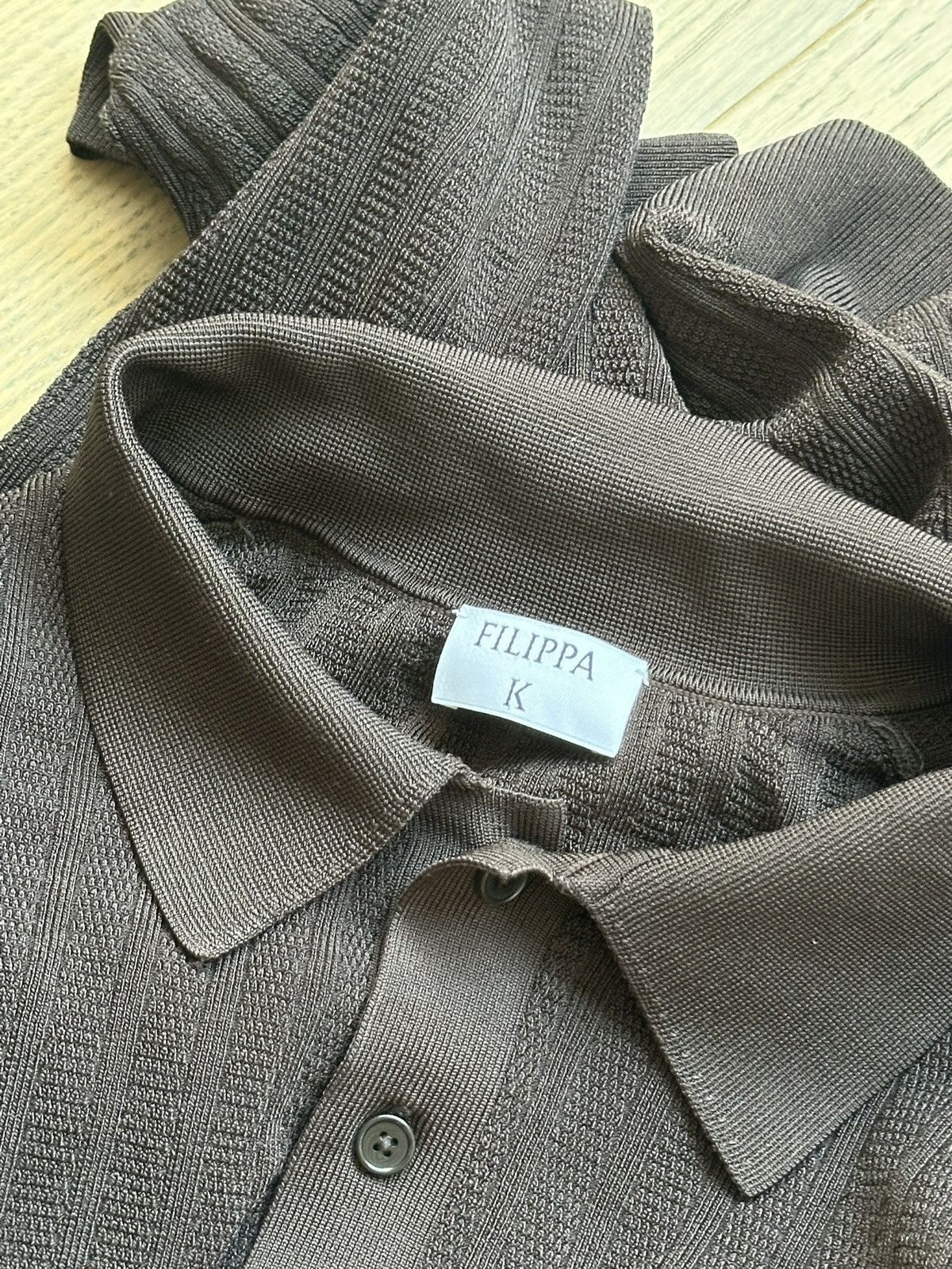 Filippa K Brown Shiny Sweater Polo Size US L / EU 52-54 / 3 - 4 Thumbnail