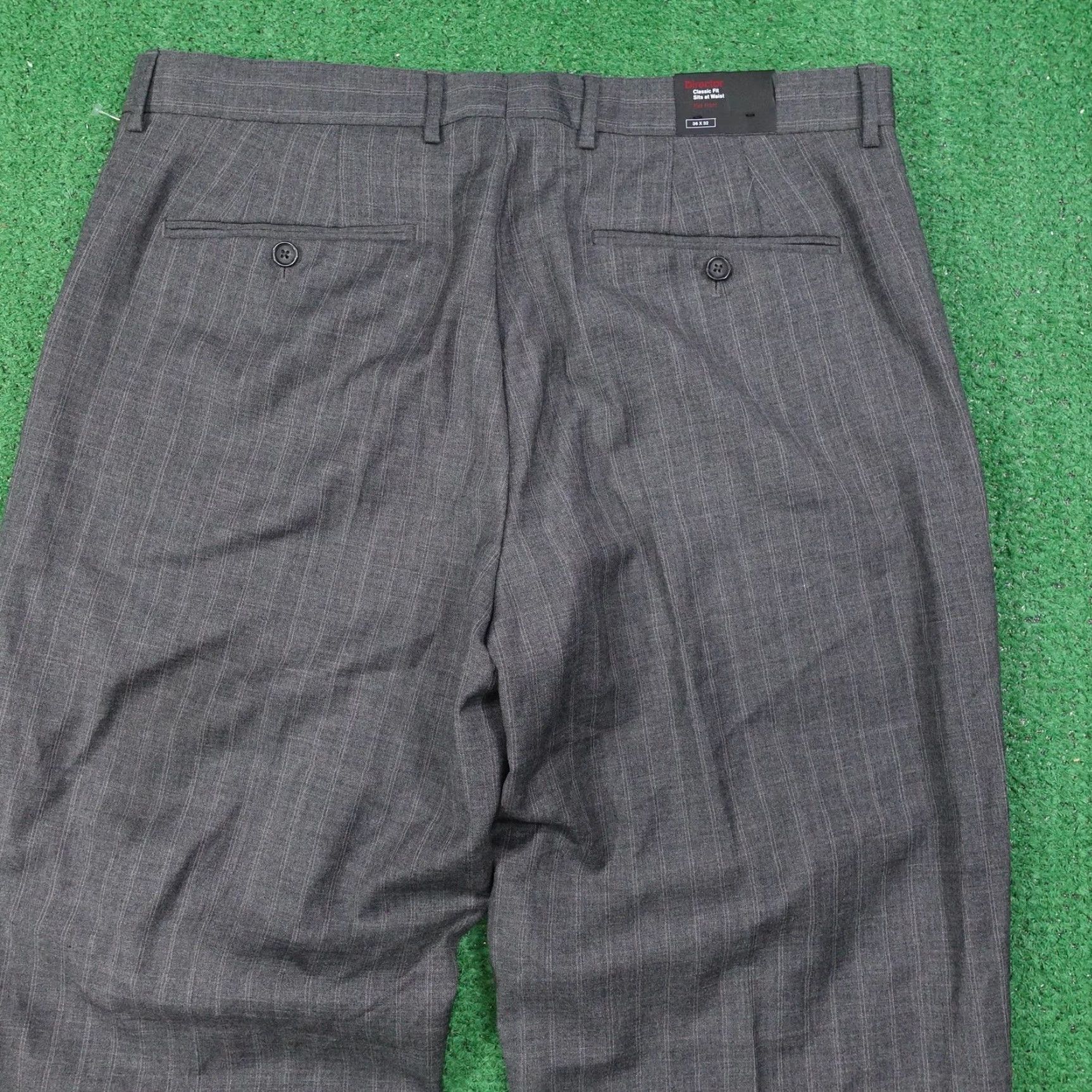 Express Express Director Pants Mens 36x32 Wool Pinstripe Dress Flat Front Waist 37 Size US 36 / EU 52 - 7 Thumbnail