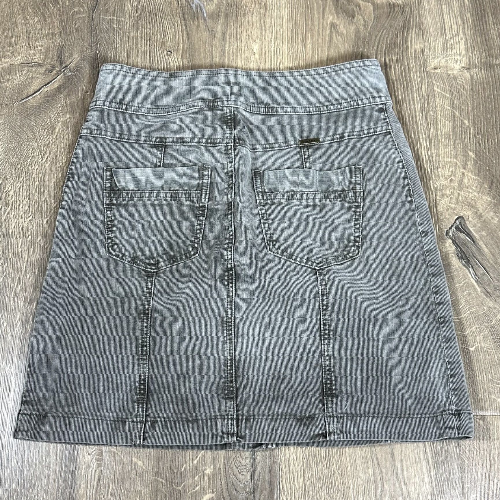 Prana prAna Gray Corduroy Mini Skirt Button Up A-Line Pockets Cotton Casual Sz 4 Womens Skirt Short Native: None Size 27" / US 4 / IT 40 - 3 Thumbnail
