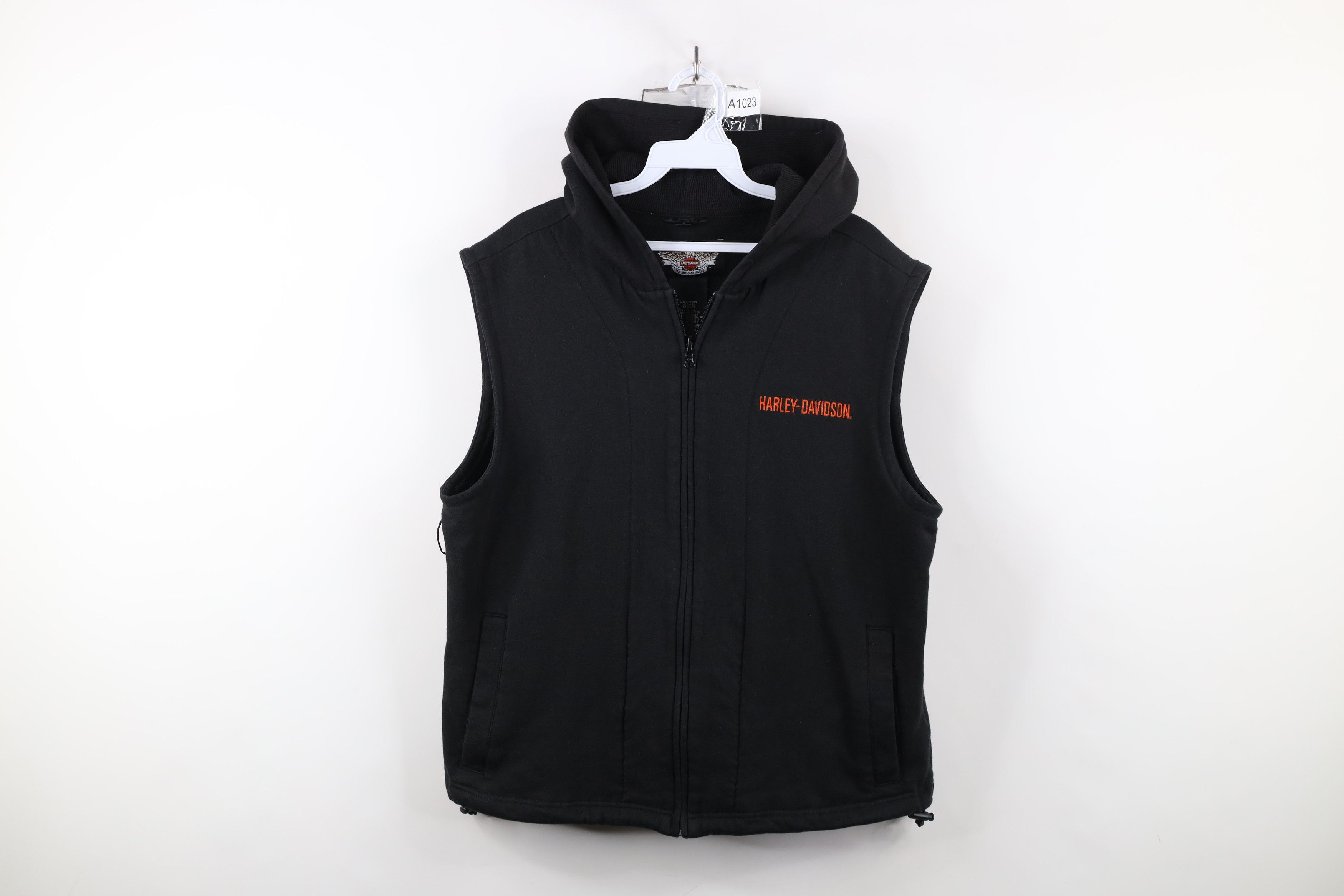 Harley Davidson × Vintage Vintage Harley Davidson Spell Out Sleeveless Full Zip Hoodie Size US L / EU 52-54 / 3 - 1 Thumbnail