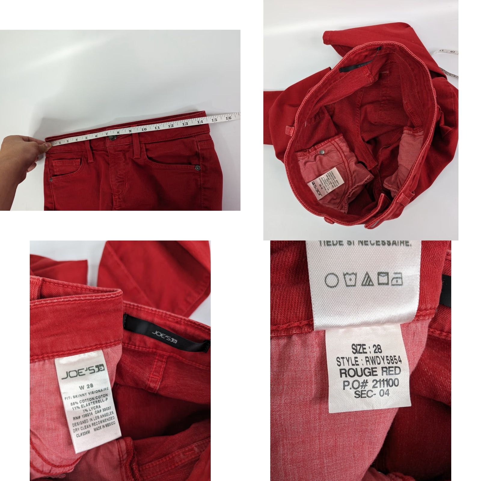 Vintage Joes Jeans Skinny Visionaire Rouge Red Denim Jeans Womens Size 28 Size 28" / US 6 / IT 42 - 8 Thumbnail