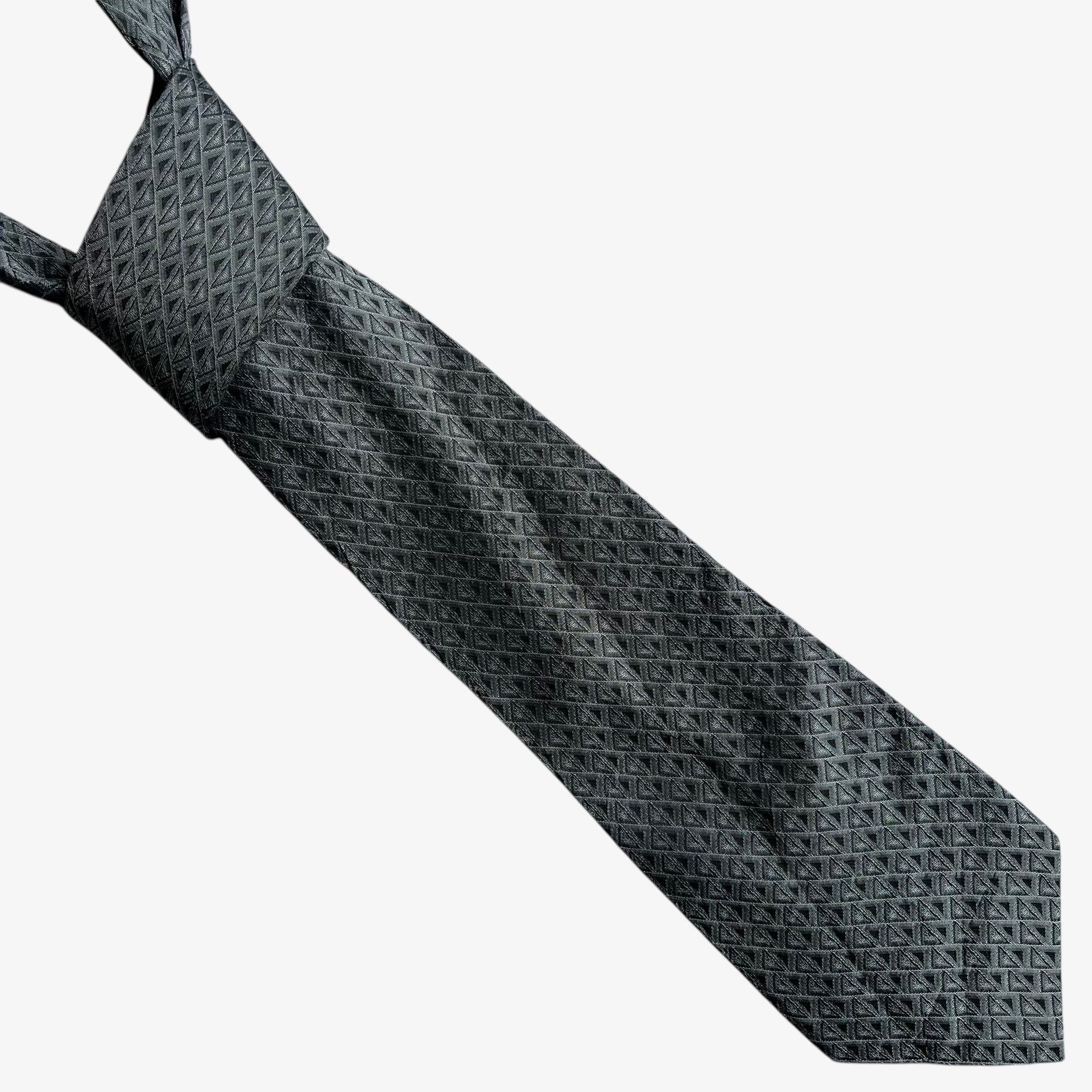 DKNY Vintage 90s DKNY Abstract Geometric Print Grey Silk Tie Size ONE SIZE - 1 Thumbnail