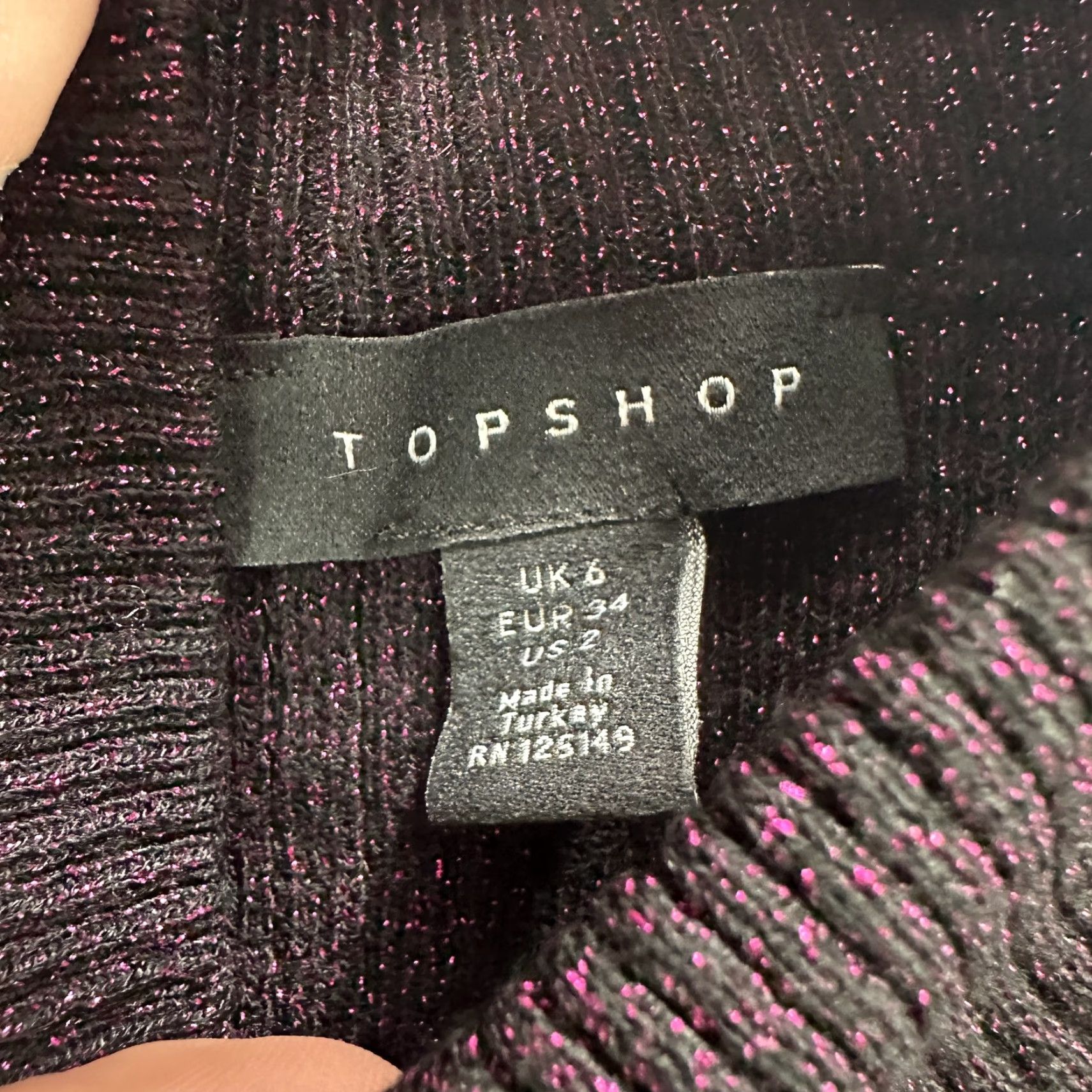 Topshop Topshop Sweater Womens XS UK 6 Metallic Knit Long Sleeve Mock Neck Shimmer Pullo Size XS / US 0-2 / IT 36-38 - 6 Thumbnail