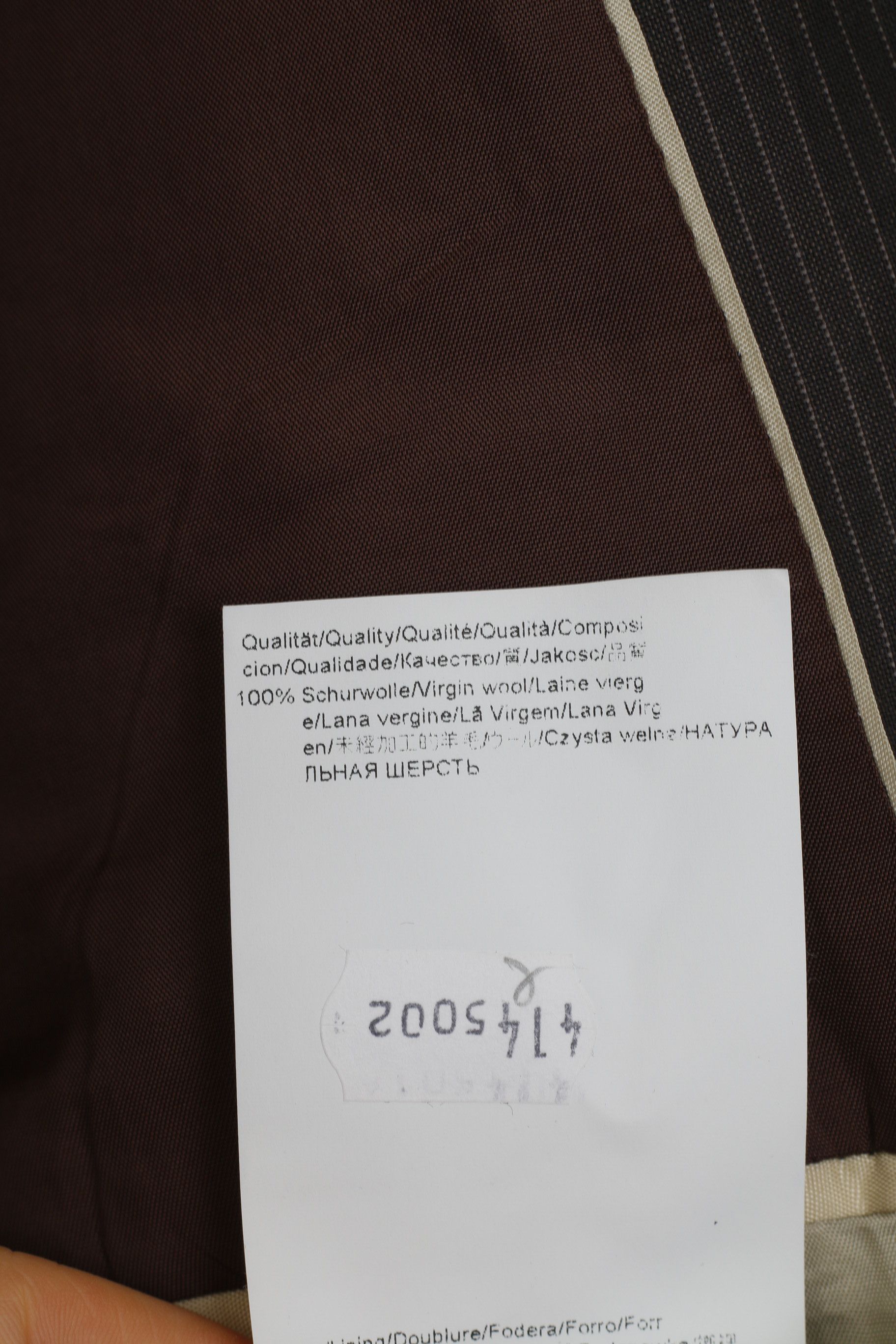 Hugo Boss × Vintage Hugo Boss Men 40 50 Blazer Grey Striped Virgin Wool 10932 Size 40R - 6 Thumbnail