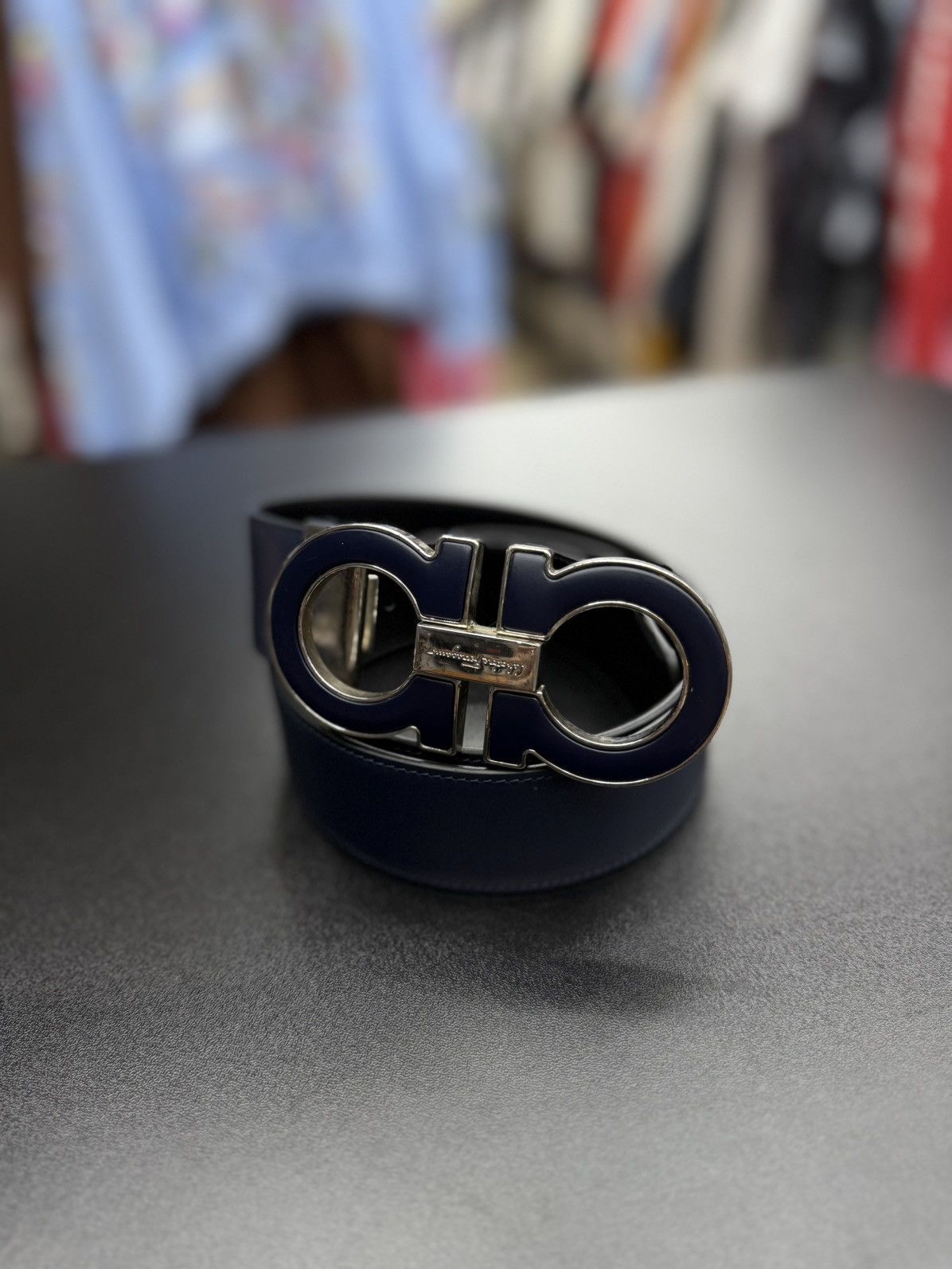 Salvatore Ferragamo Salvador Ferragamo Blue Black Reversible Belt Big Buckle Size ONE SIZE - 2 Thumbnail