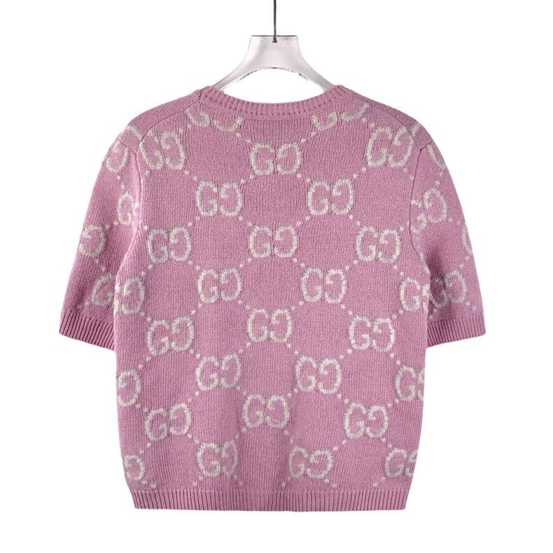 Gucci Gucci Pink logo jacquart full-print wool round-neck short- Size XS / US 0-2 / IT 36-38 - 2 Thumbnail