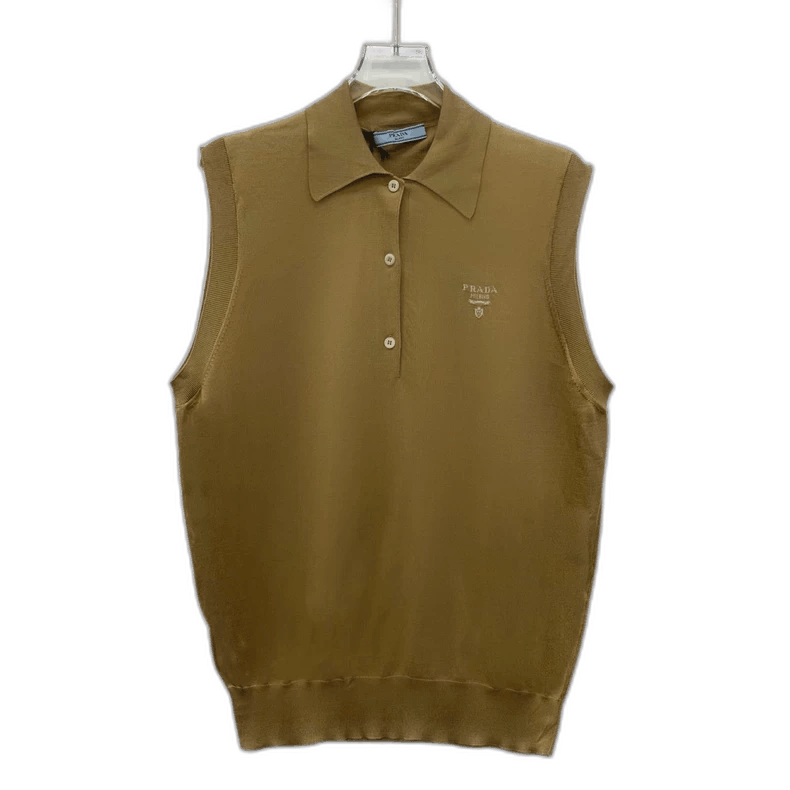Prada Prada Brown Logo Silk Knit Vest Size XS / US 0-2 / IT 36-38 - 1 Thumbnail