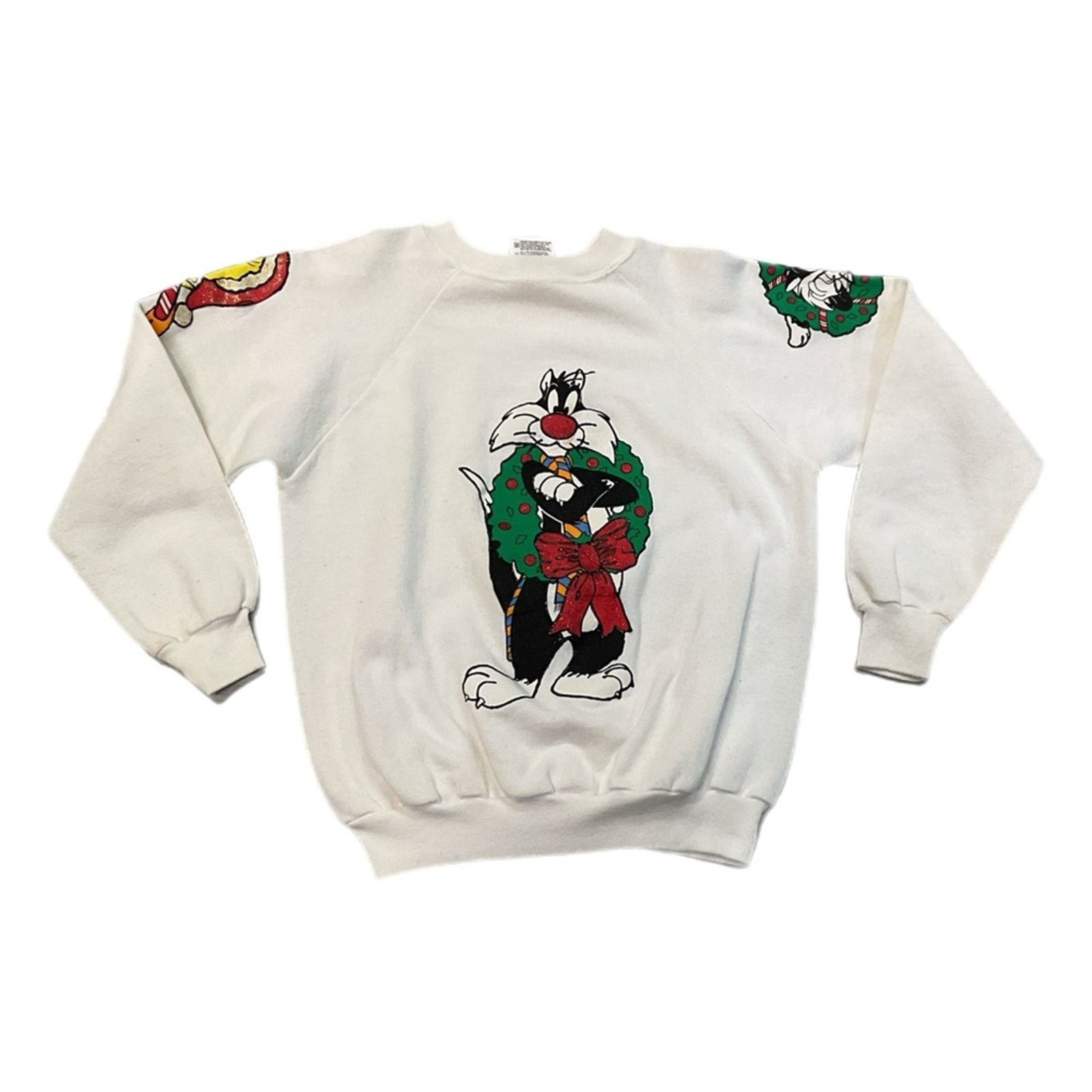 Hanes Vintage 90s Christmas Sylvester the Cat Sweater Size US S / EU 44-46 / 1 - 1 Thumbnail