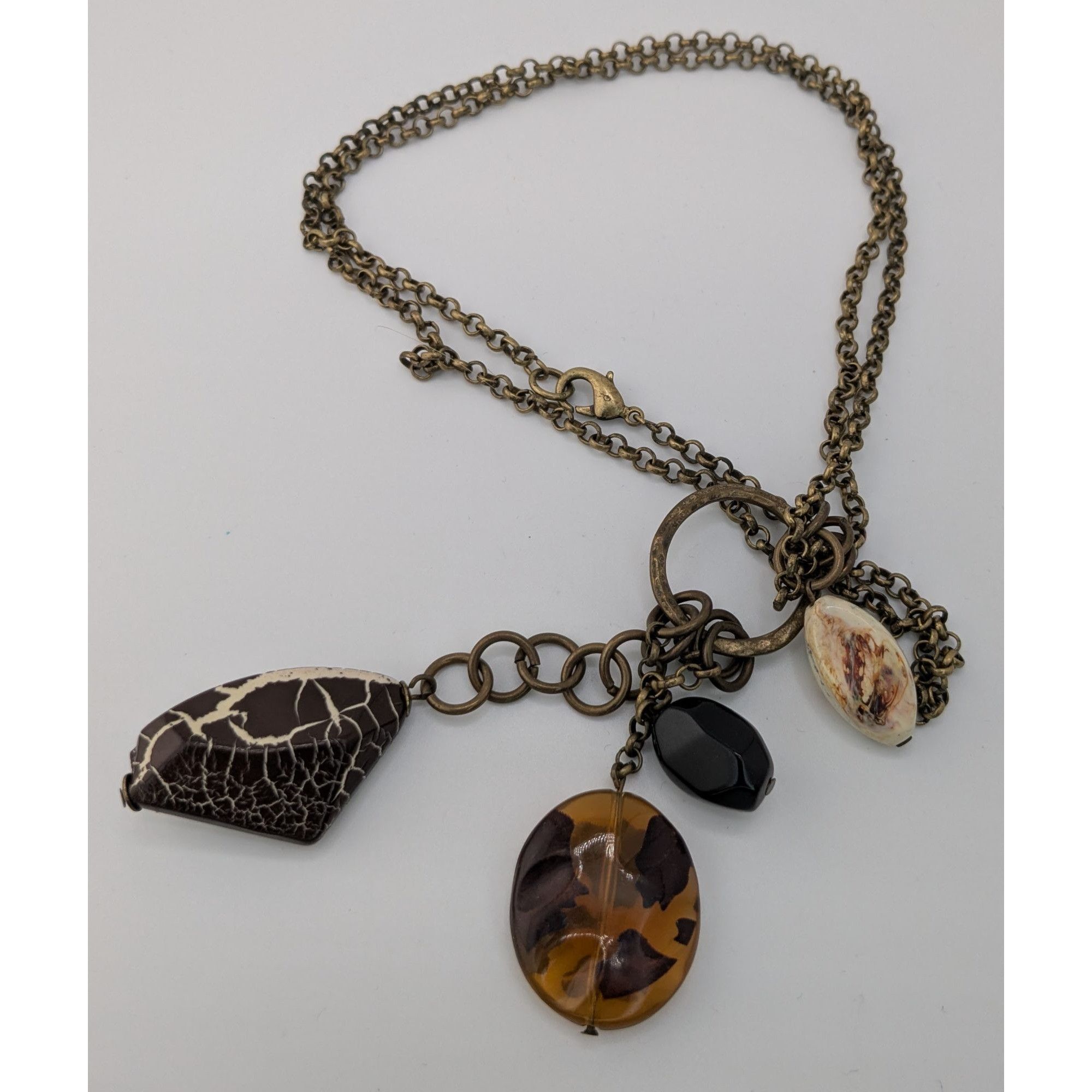 Other Retro Bohemian Pendant Necklace With Faux Gemstone Charms Size ONE SIZE - 5 Thumbnail
