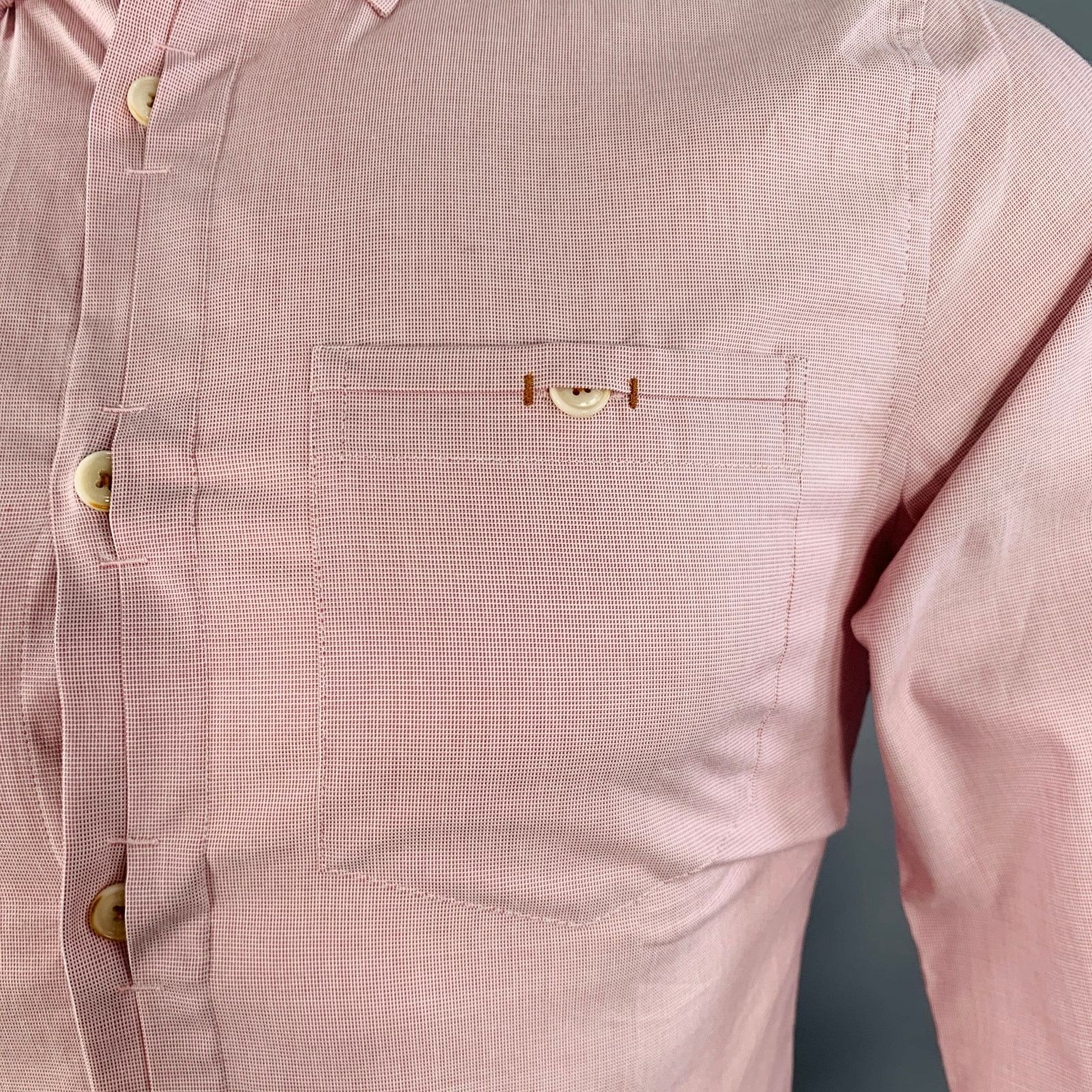 Ted Baker Brixton Red White Woven Cotton Blend One Pocket Long Sleeve Size US S / EU 44-46 / 1 - 2 Thumbnail