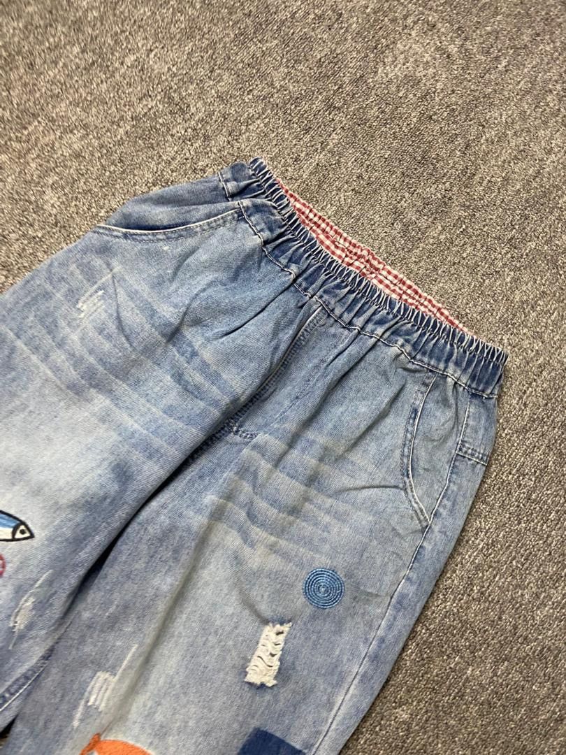 Japanese Brand K.Three Brand Retro Fish Embroidery Jeans (197) Size US 26 / EU 42 - 13 Thumbnail