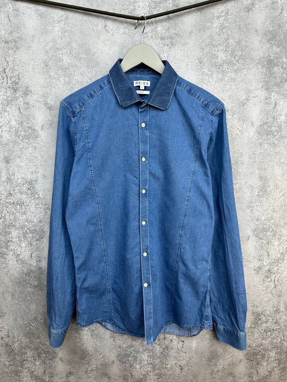 Reiss Reiss Bronx Contrast Collar Chambray Shirt Button Up LS SF Size US M / EU 48-50 / 2 - 1 Thumbnail
