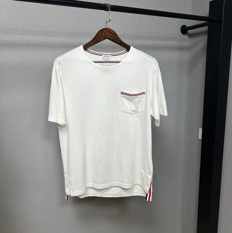 Thom Browne Thom Browne Men's White Cotton T-Shirt 0089 Size US L / EU 52-54 / 3 - 1 Thumbnail