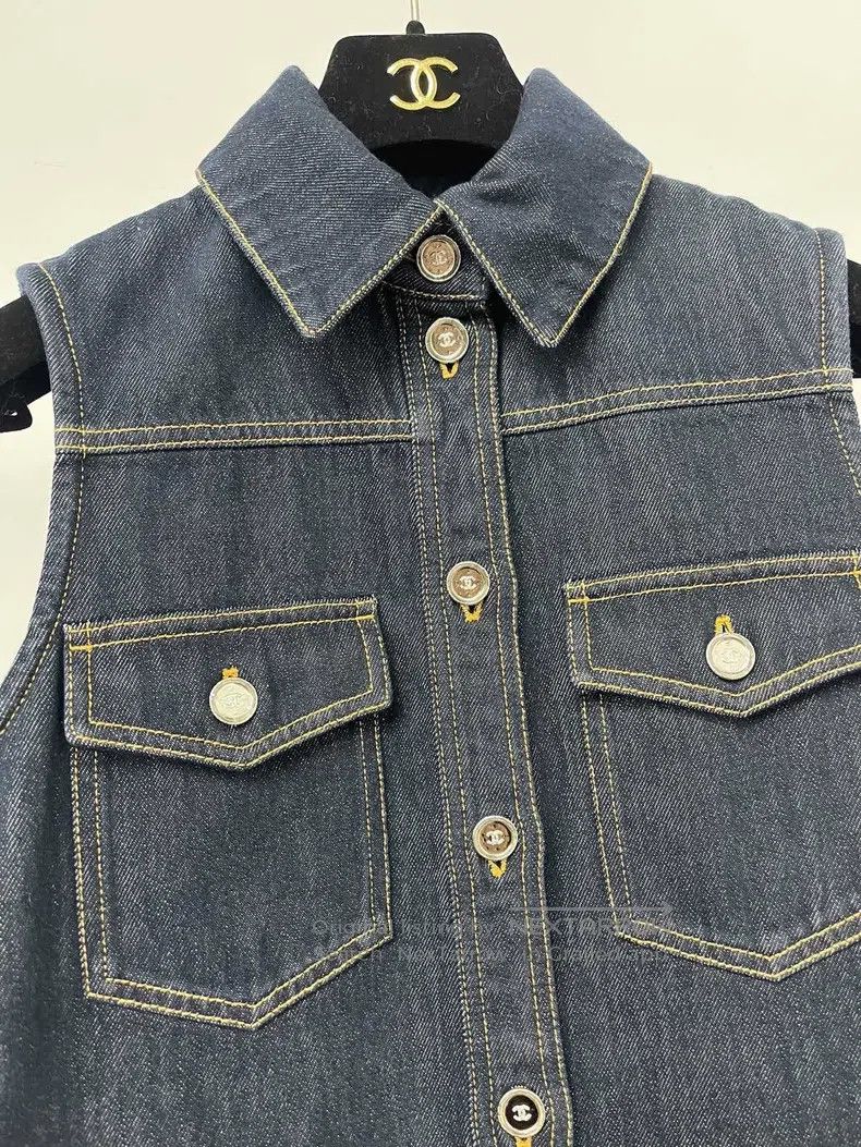 Chanel Chanel 25C denim vest jacket Size XXS / US 00 / IT 34 - 3 Thumbnail