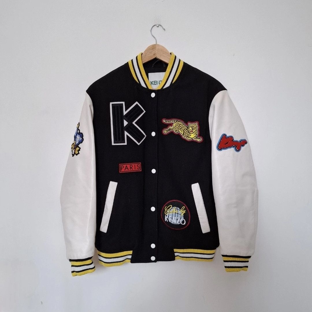 Kenzo KENZO Wool Blend Leather Varsity Quilted Logo Bomber Jacket Size US XS / EU 42 / 0 - 1 Thumbnail