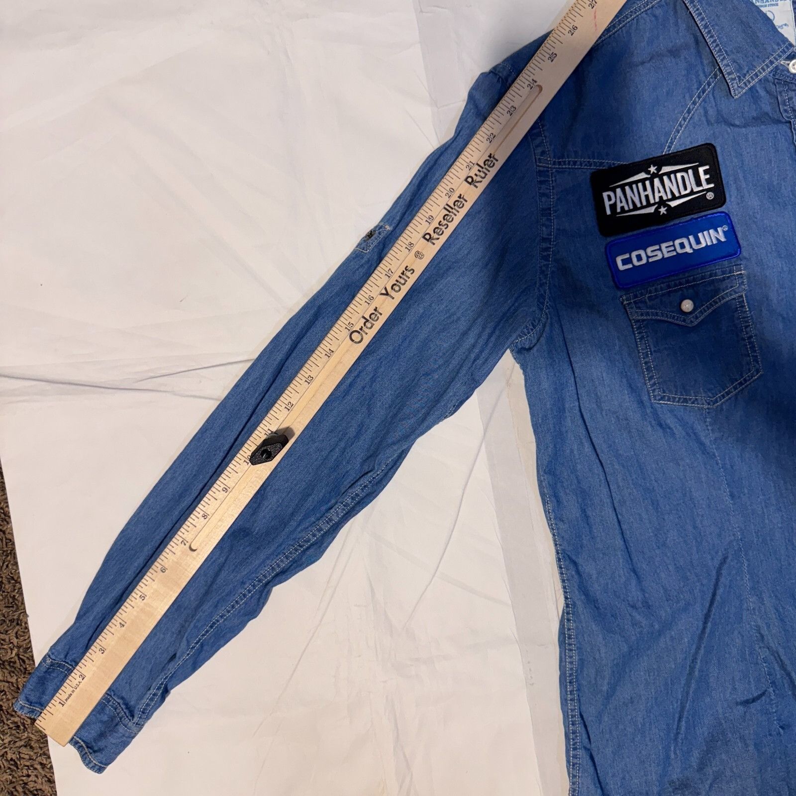Panhandle Slim Panhandle Rough Stock Denim Western Pearl Snap Shirt - L Pac Size L / US 10 / IT 46 - 5 Thumbnail