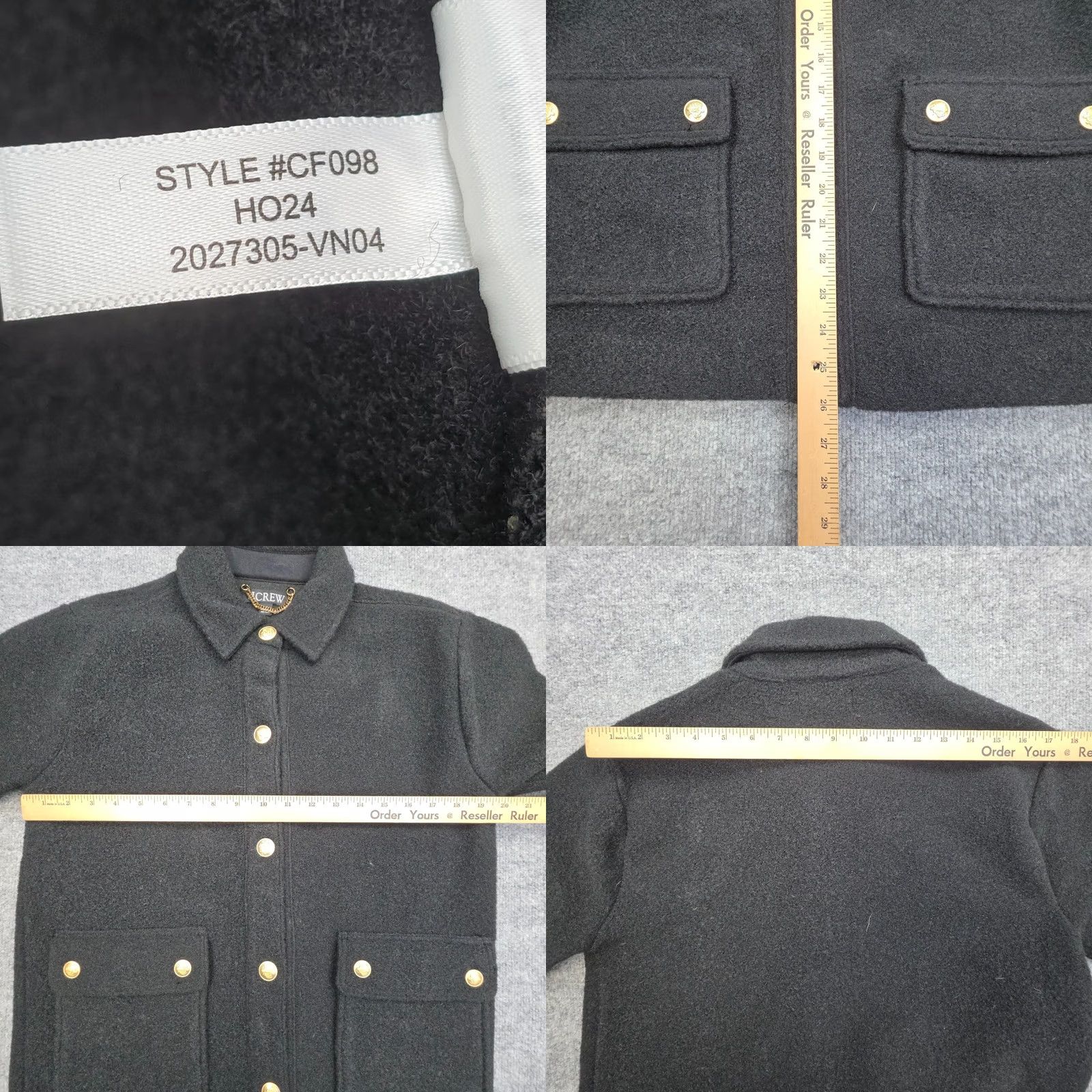 J.Crew J.CREW Boucle Shirt Jacket XS Black Pockets Chore Poly Shirt Jacket Women XS Black Pockets Button Mid-Length Long Sleeve Regular Size XS / US 0-2 / IT 36-38 - 8 Thumbnail