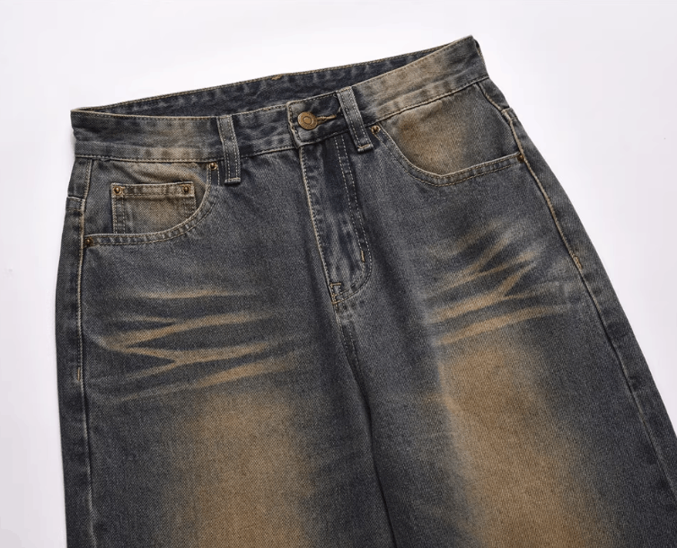 Jean Men's loose casual hip-hop washed punk wide-leg jeans Size US 32 / EU 48 - 3 Thumbnail