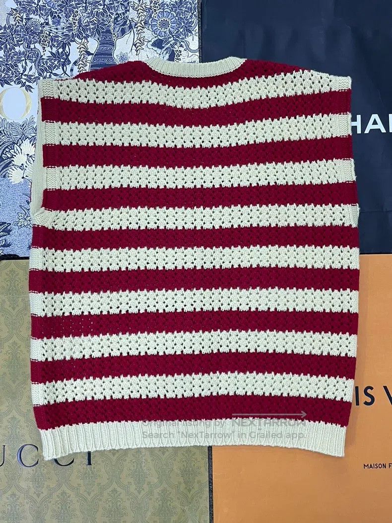 Gucci Gucci Red and white colour-blocked striped knitted vest Size M / US 6-8 / IT 42-44 - 2 Thumbnail