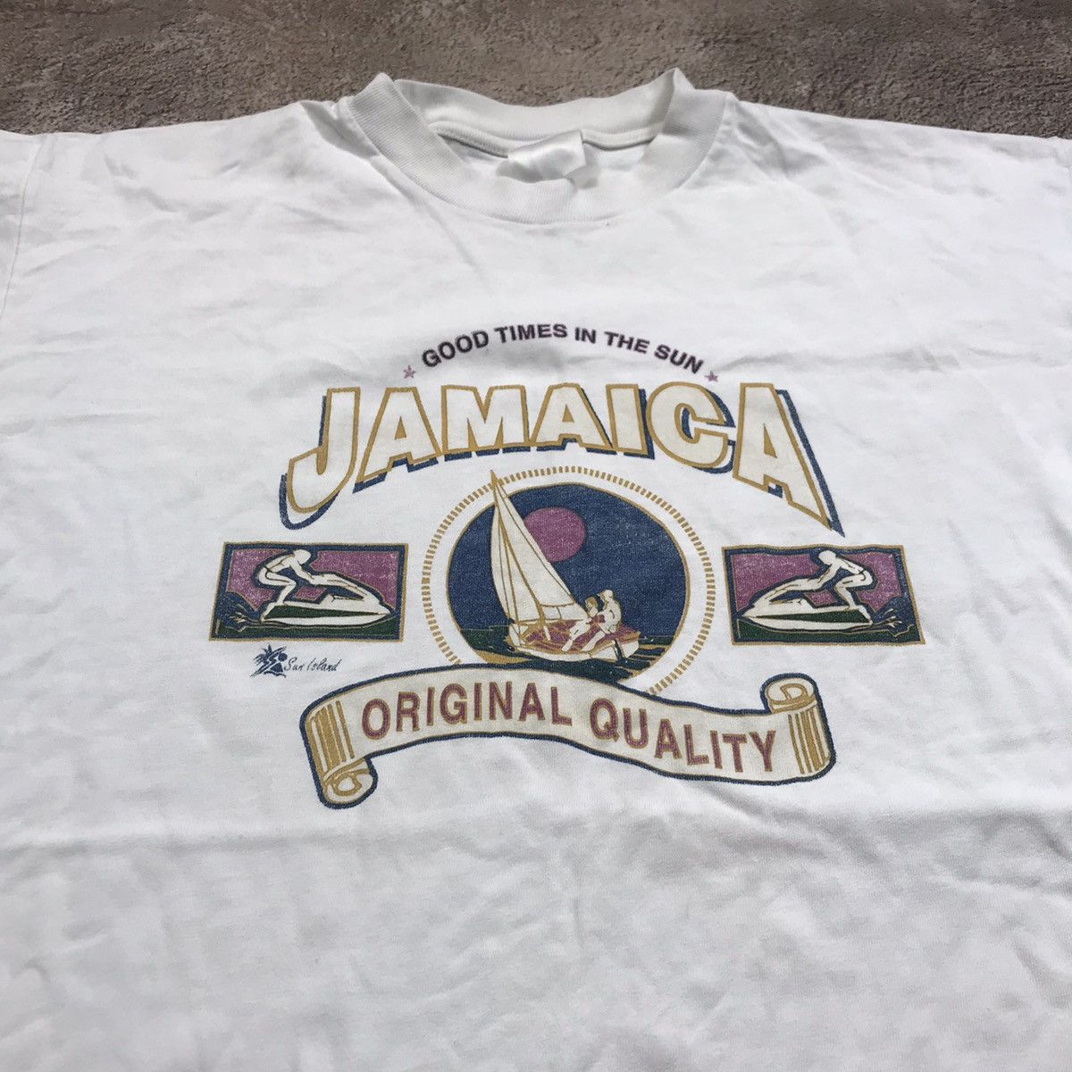Vintage Vintage 90s Jamaica Graphic Tee Sun Faded Streetwear Slim XL Size US XL / EU 56 / 4 - 3 Thumbnail