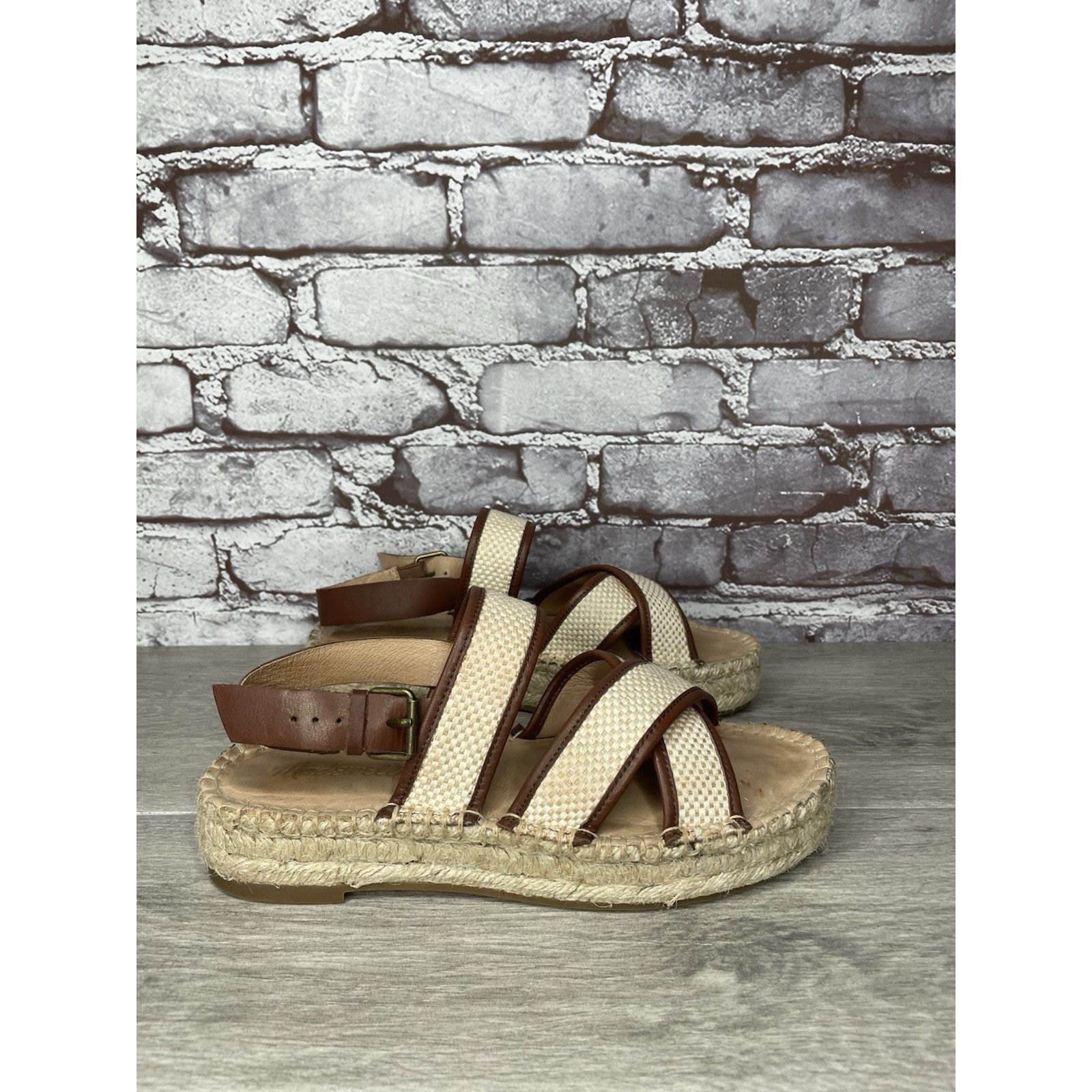 Madewell Madewell Julie Beige Brown Espadrille Slingback Strap Sandal Size US 7.5 / IT 37.5 - 15 Thumbnail