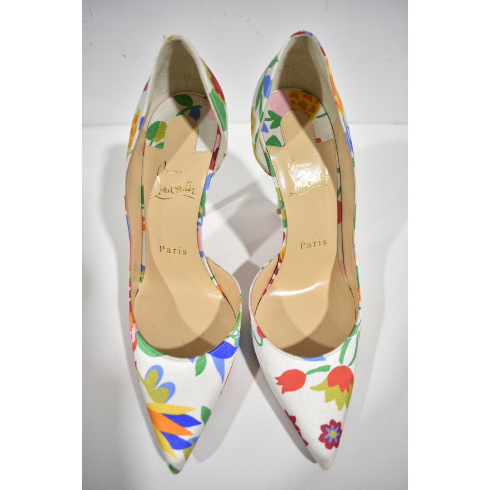Christian Louboutin Iriza 100 Crepe Satin Bloomy Floral Pointed Heel Pump 37.5 Size US 7.5 / IT 37.5 - 6 Thumbnail