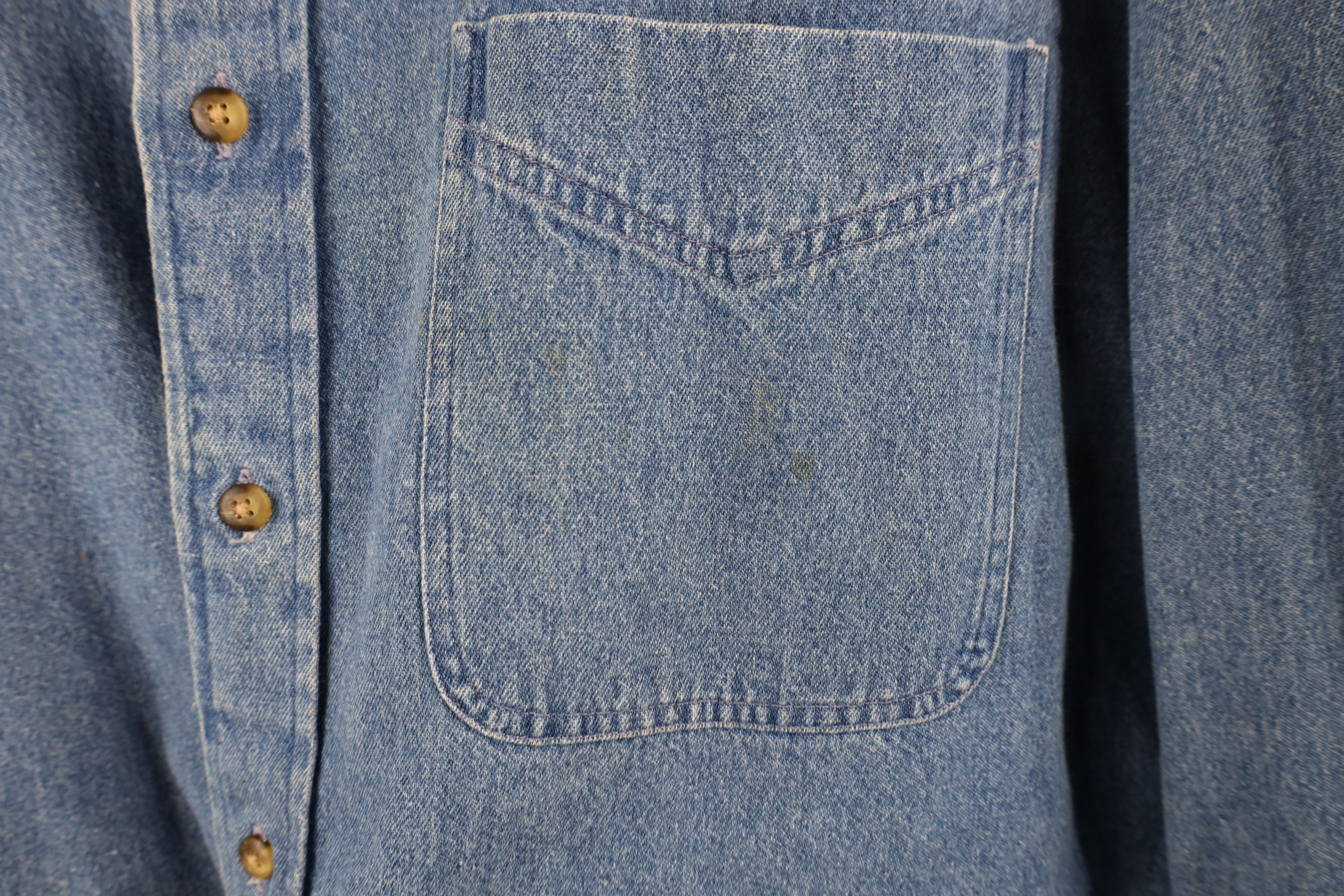 Vintage Vintage 90s Streetwear Heavy Denim Jean Button Down Shirt Size US XL / EU 56 / 4 - 4 Thumbnail