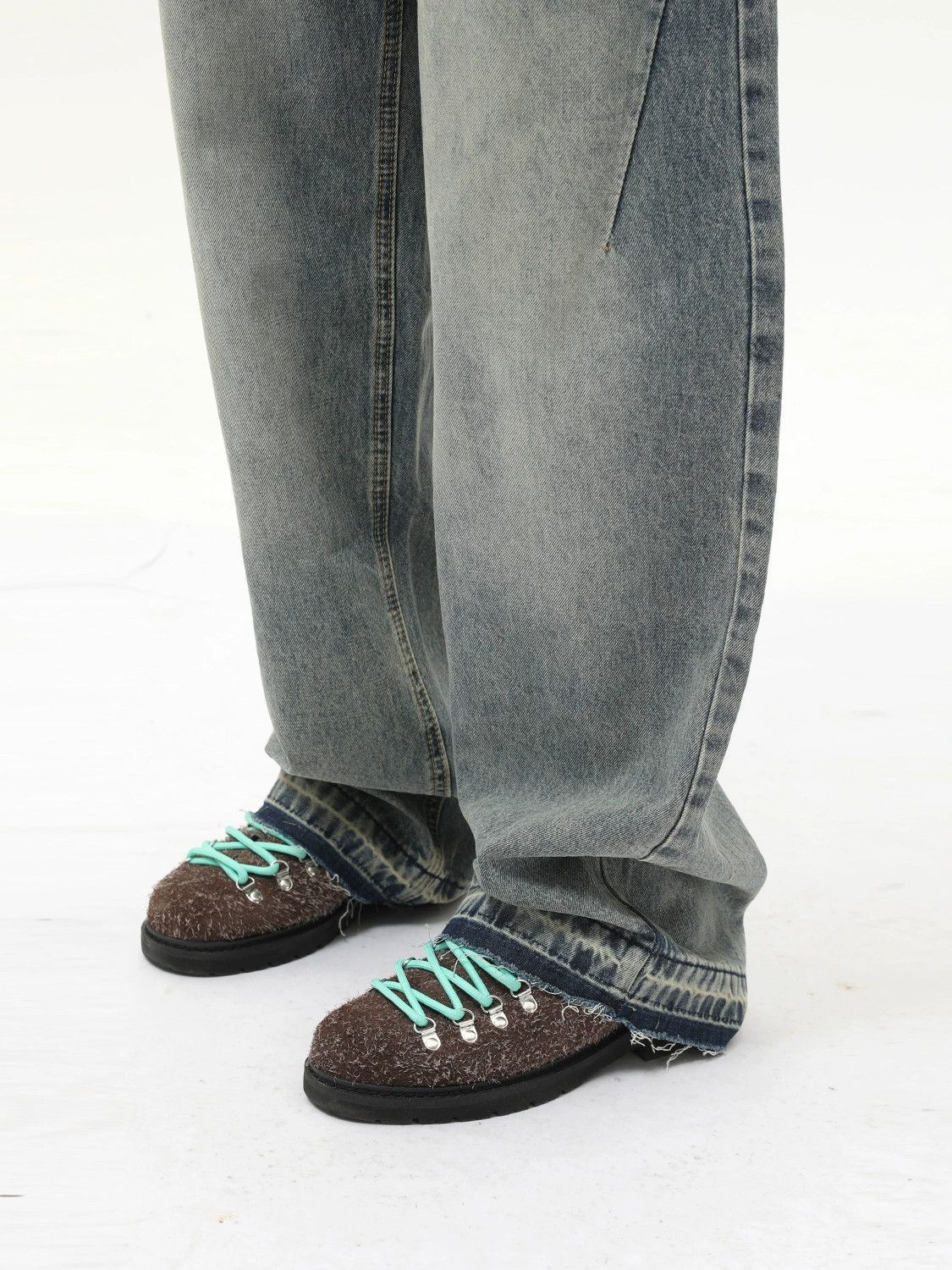 Vintage Retro distressed raw edge all-match casual loose jeans Size US 32 / EU 48 - 5 Thumbnail