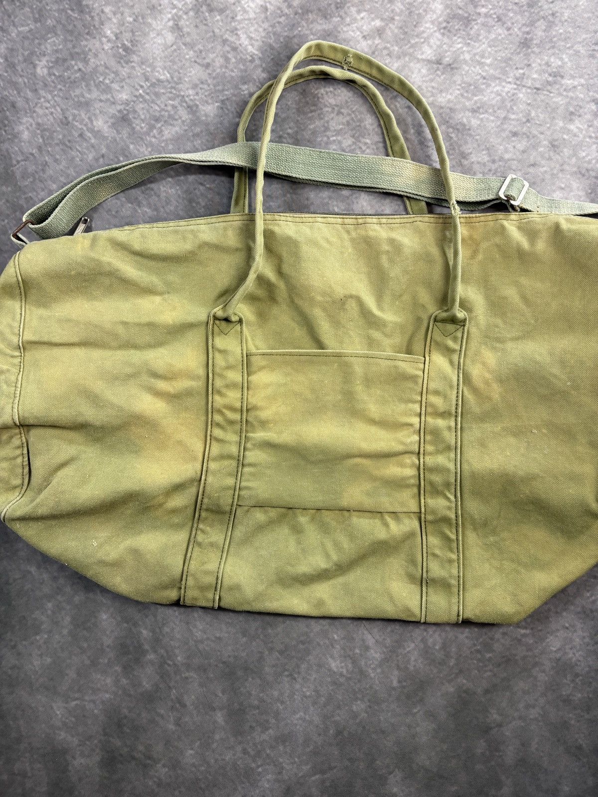 Vintage Vintage Military Duffle Bag Army Green Canvas Laundry Sling Size ONE SIZE - 15 Thumbnail