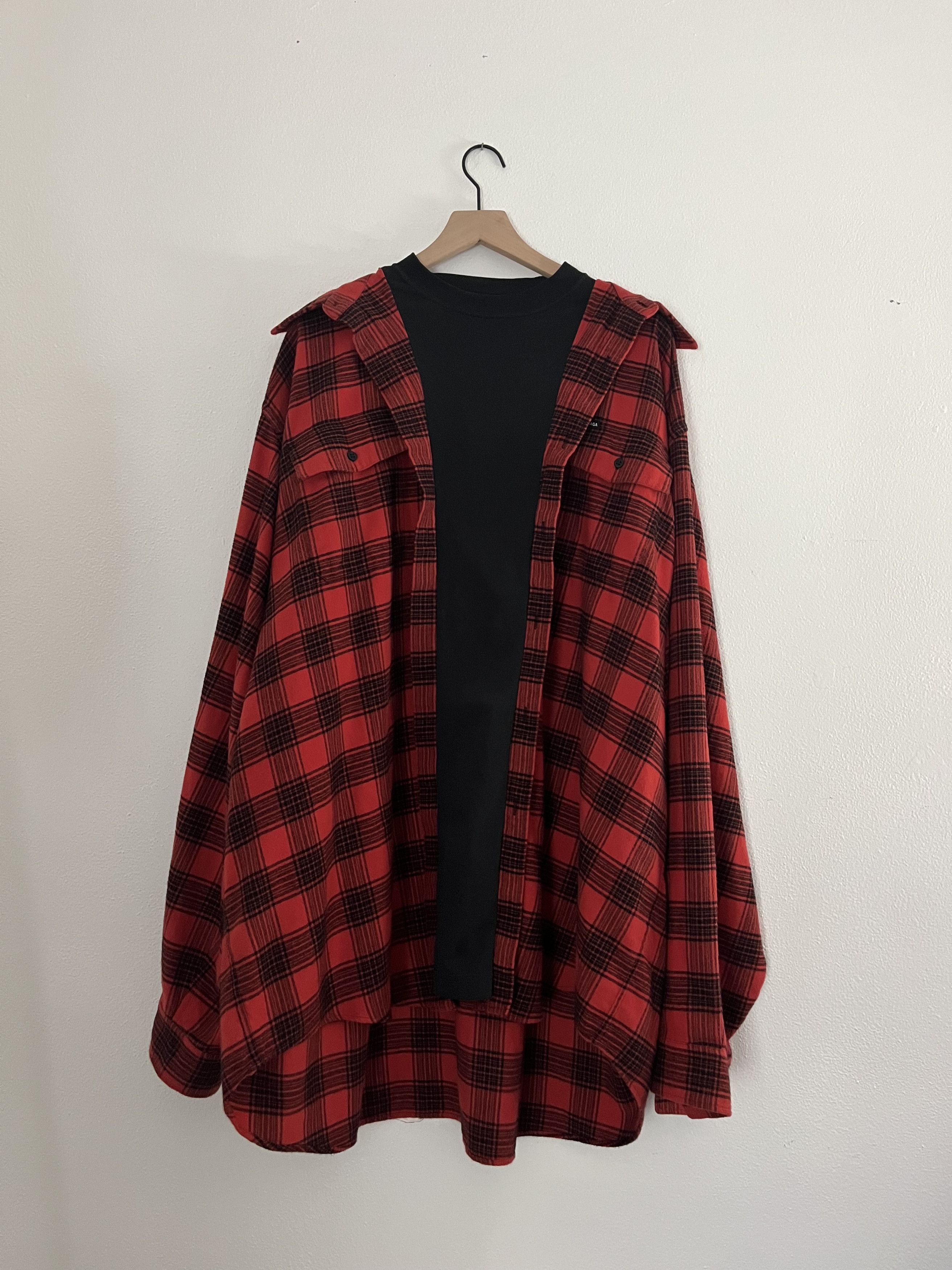 image of Balenciaga Trompe L'œil Shirt Oversized in Red, Men's (Size XL)