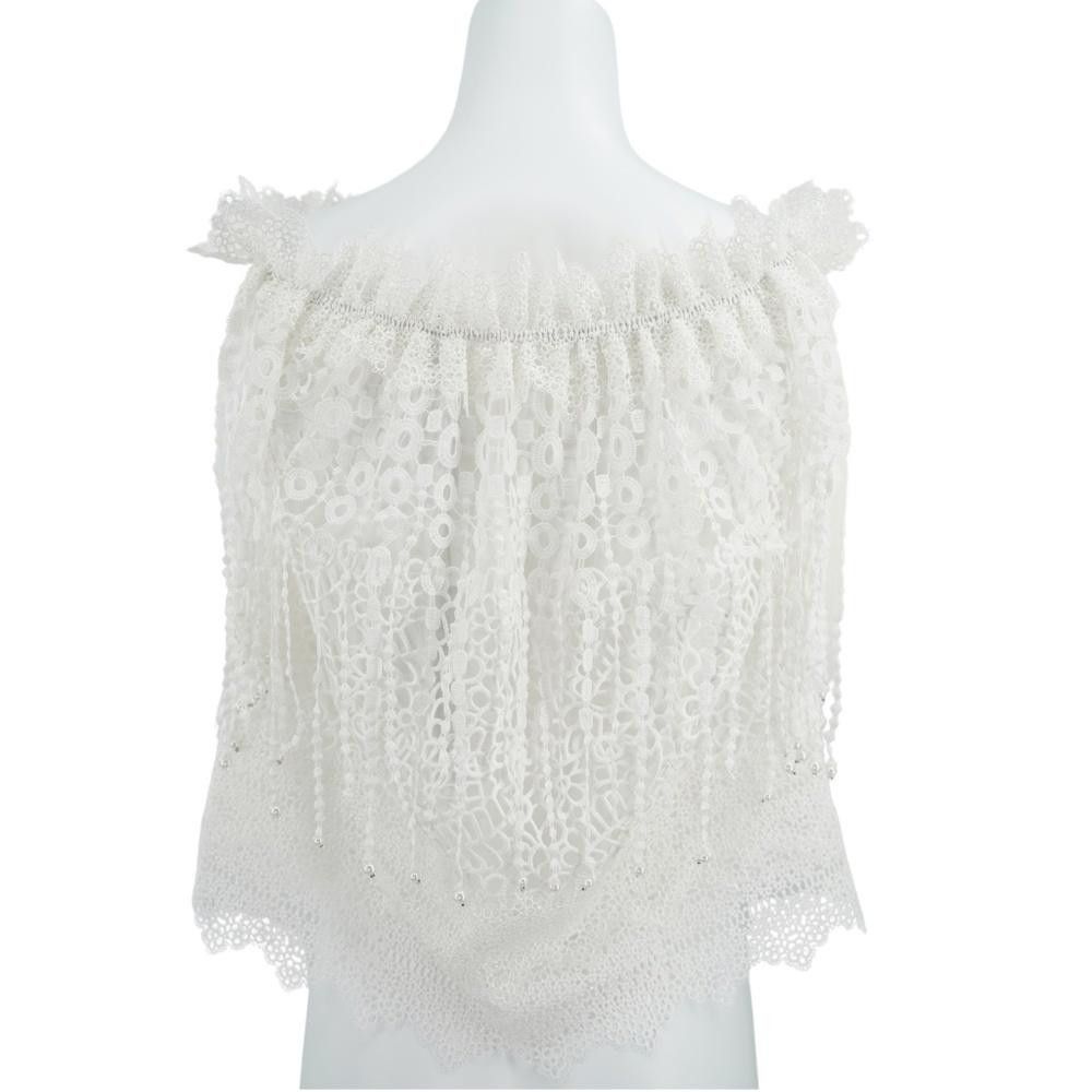 Elie Tahari NWT Elie Tahari Lace Beaded Off The Shoulder Blouse Size S Size S / US 4 / IT 40 - 3 Thumbnail