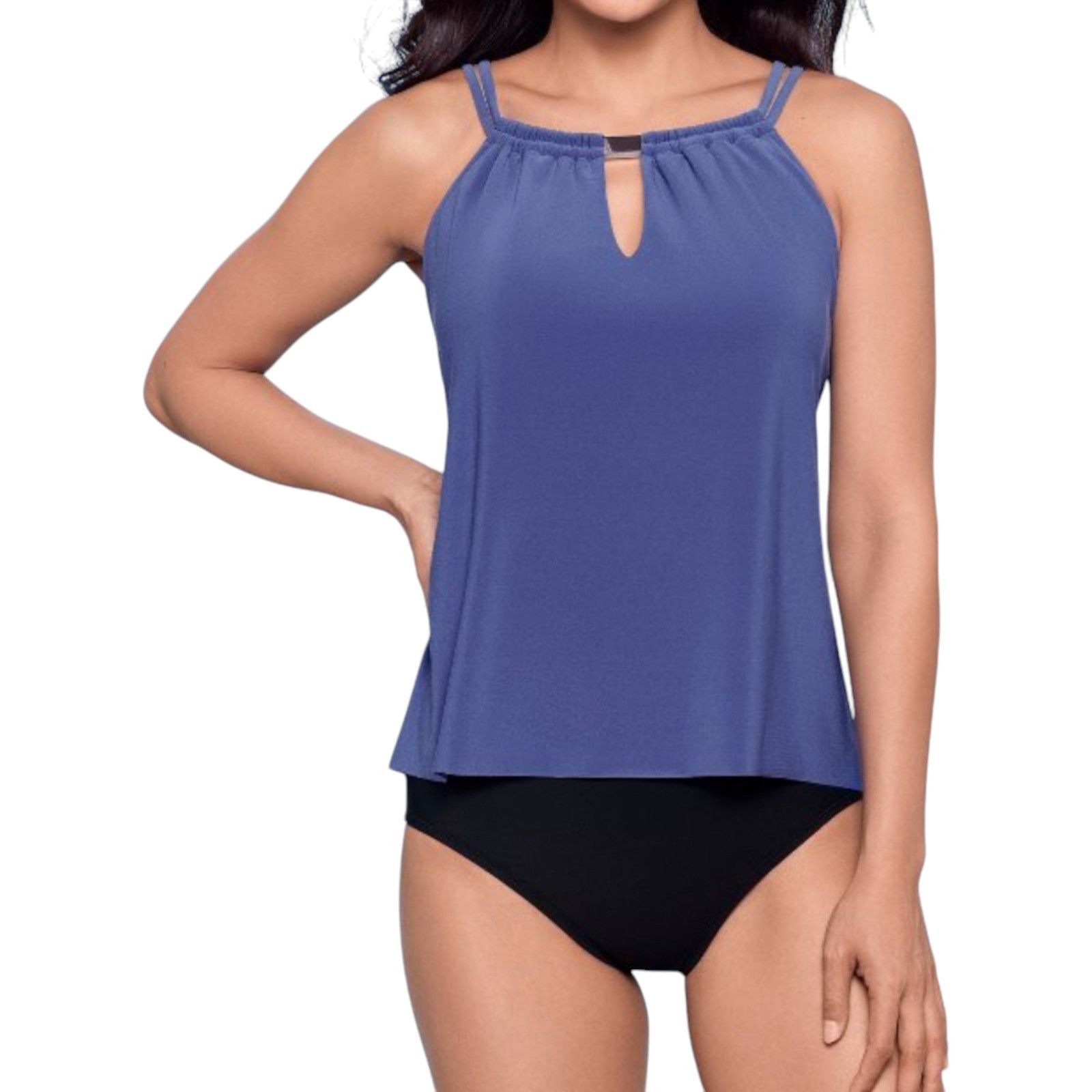 Other Aqua Green - Women's UPF 50 High Neck KeyHole Tankini Top - Size ONE SIZE - 1 Thumbnail