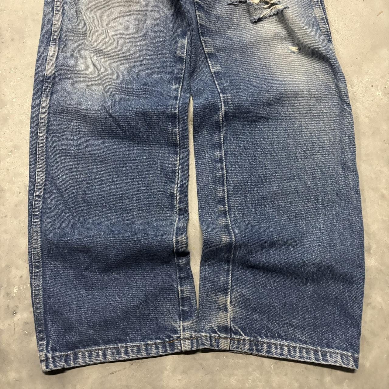 Japanese Brand × Vintage Crazy Vintage Y2K/2000s Grunge Faded Dark Wash Distressed Denim Jeans! Size US 34 / EU 50 - 6 Thumbnail