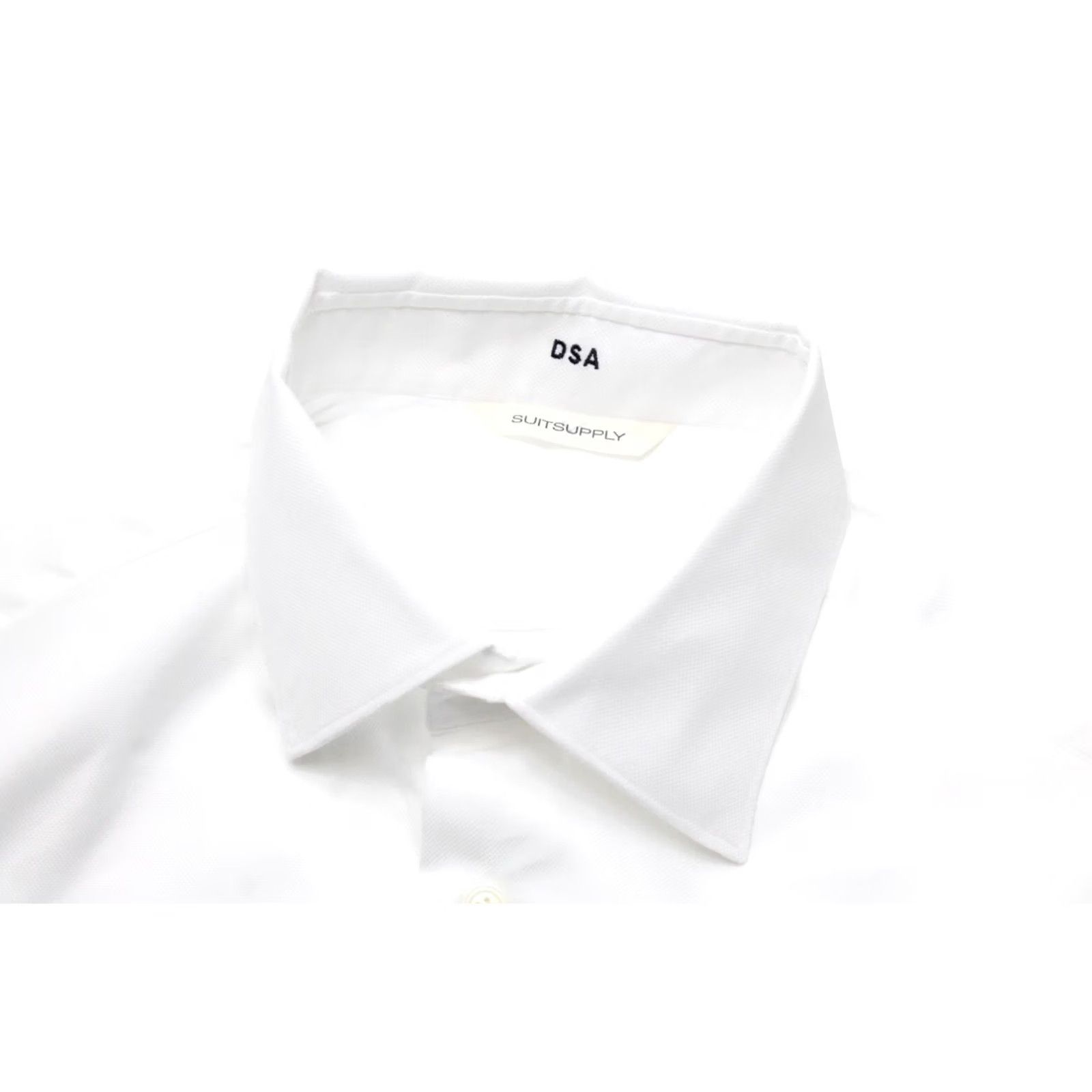 Suitsupply Suitsupply Slim Fit Formal Shirt Men's SMALL Spread Collar Patterned White Shirt Mens Small White Patterned Slim Fit Formal Shirt Size 36R - 4 Thumbnail
