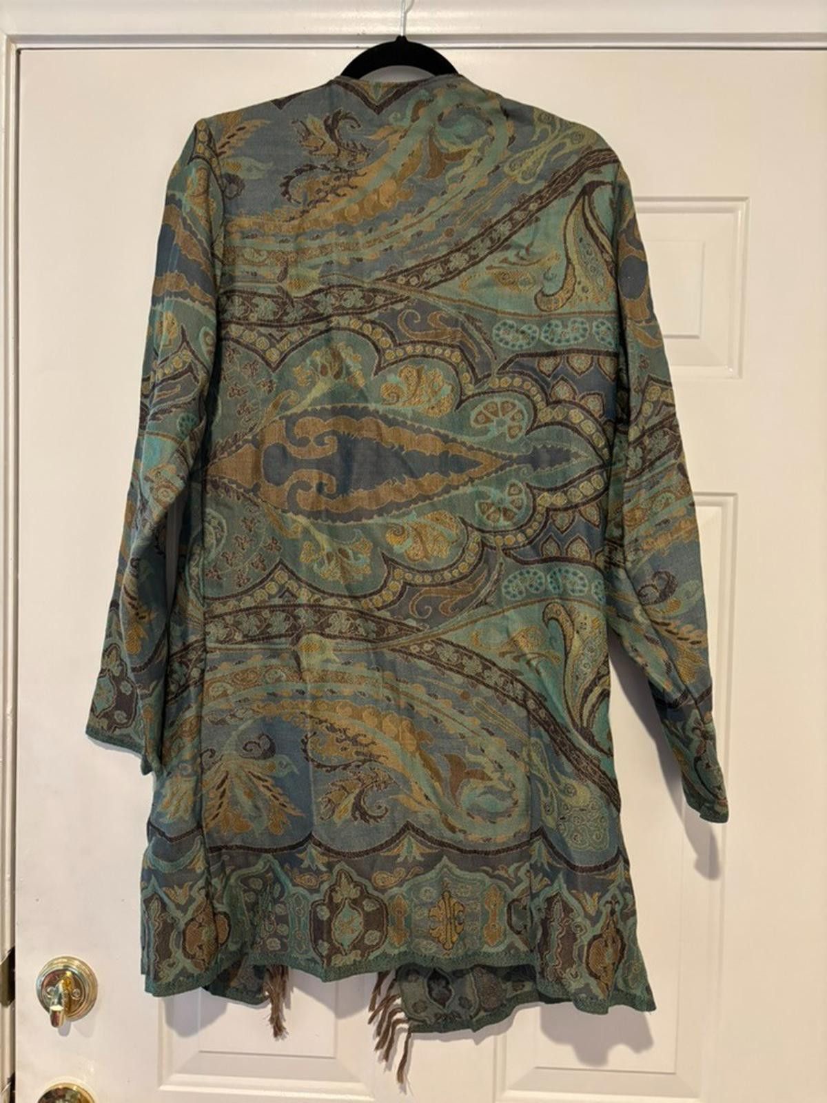 Designer Woman's sz M Neva Designs fringed blue/green jacket #647 Size M / US 6-8 / IT 42-44 - 2 Thumbnail