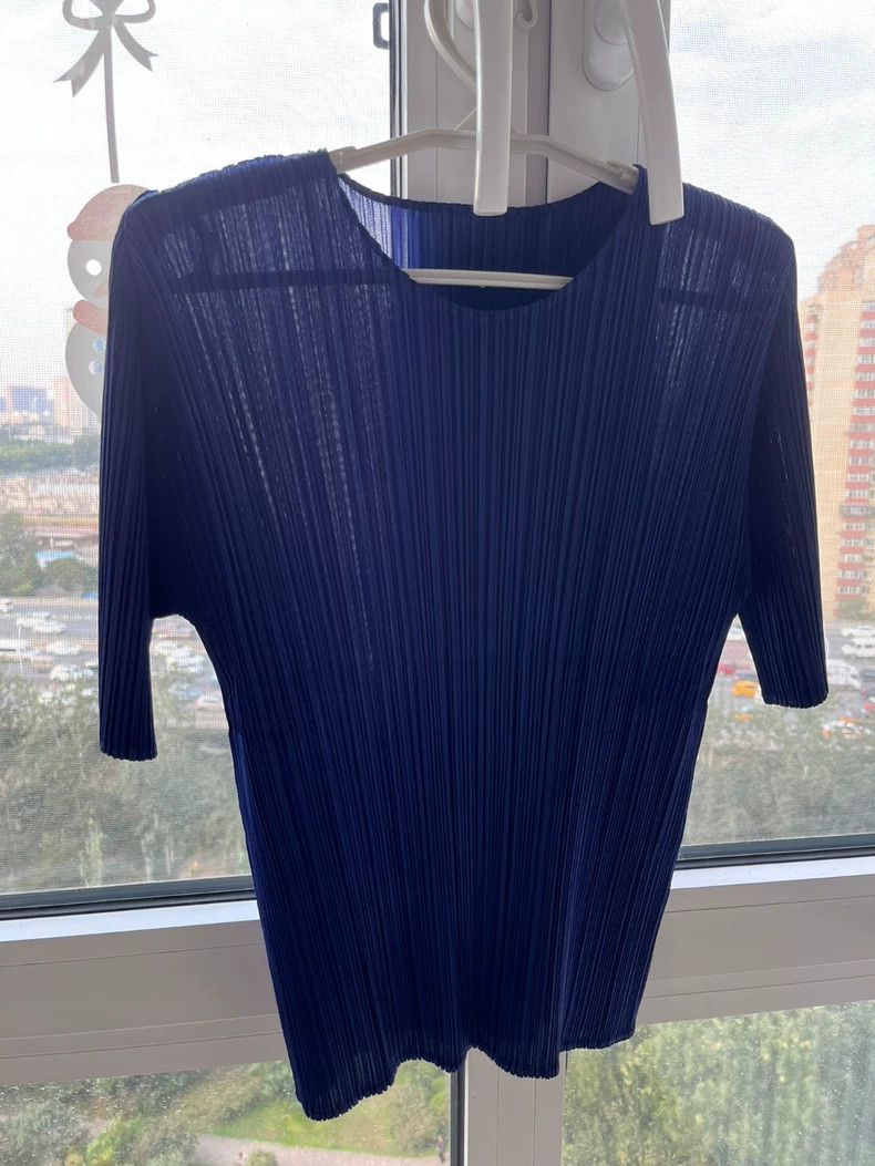 Issey Miyake issey miyake size:3 Navy blue short-sleeved top Size XXS / US 00 / IT 34 - 4 Thumbnail