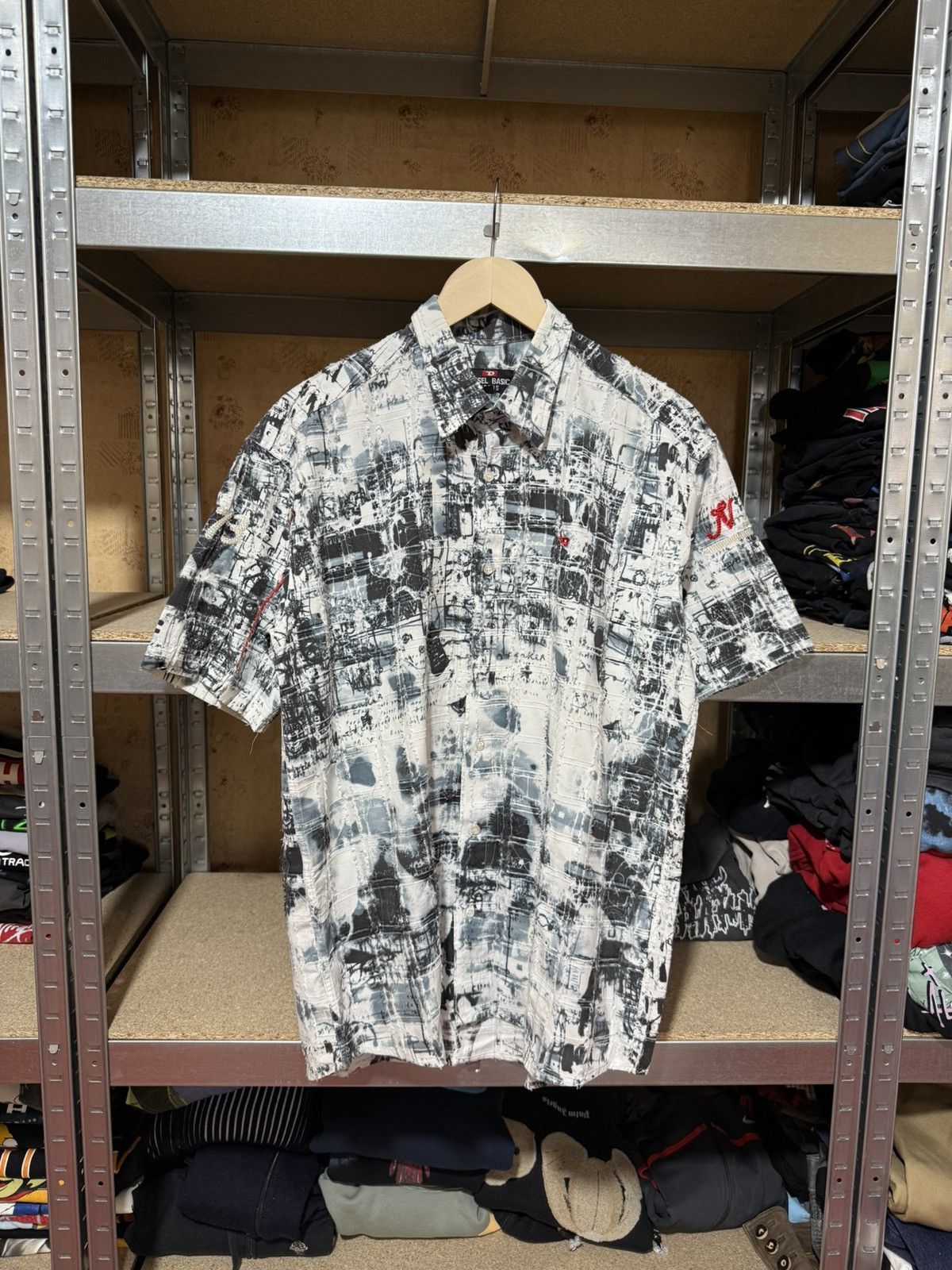 Diesel × Vintage Vintage 90’s Diesel Logo Button Shirt Y2K Hype Rare Retro Size US L / EU 52-54 / 3 - 1 Thumbnail