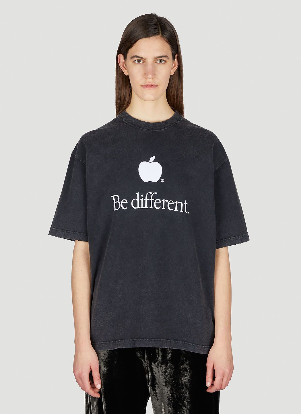 Balenciaga Washed Black Apple Be Different Oversized T-Shirt | Grailed