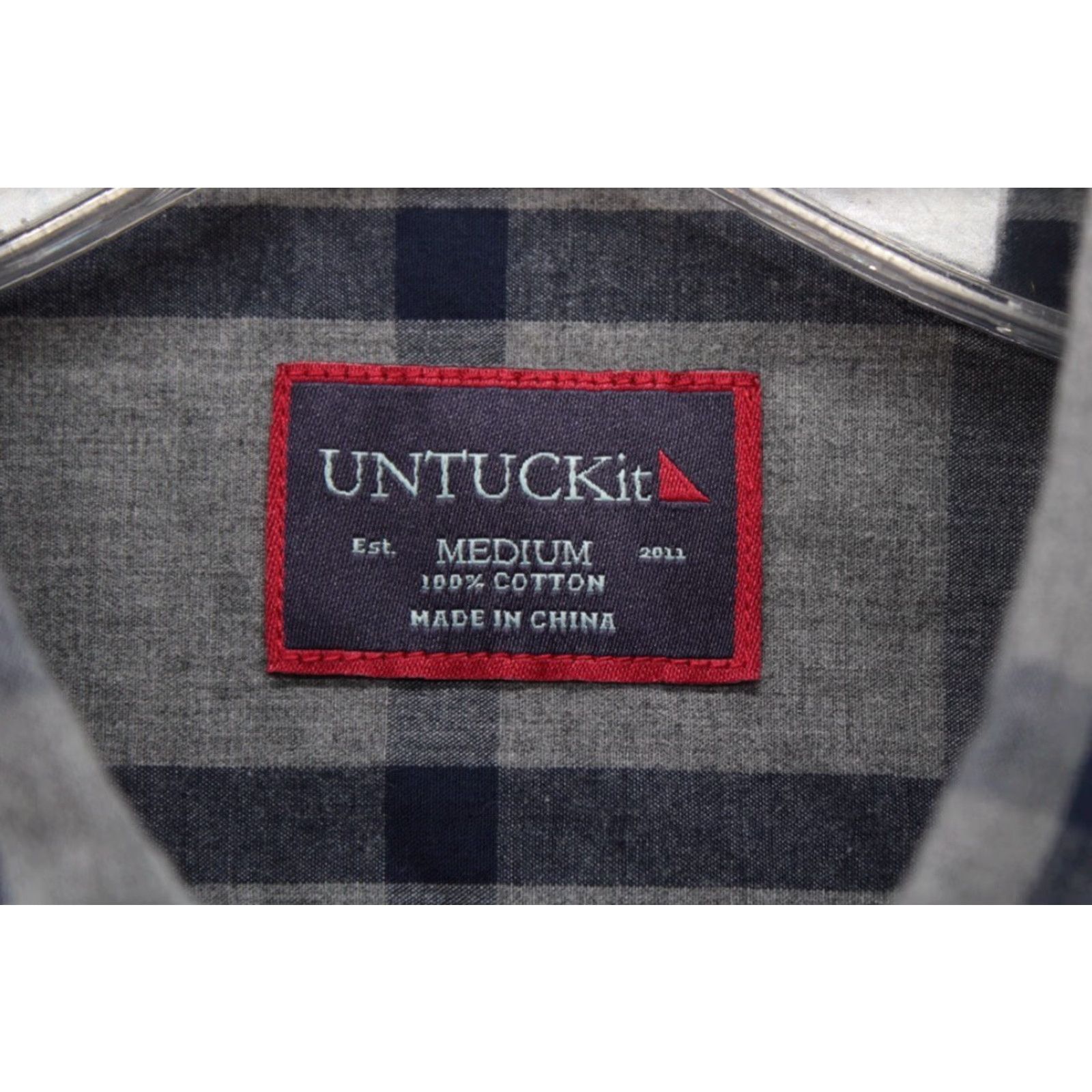 UNTUCKit UNTUCKit Shirt Men’s Gray Windowpane Plaid Cotton Long Sleeve Button-Up Size US M / EU 48-50 / 2 - 4 Thumbnail