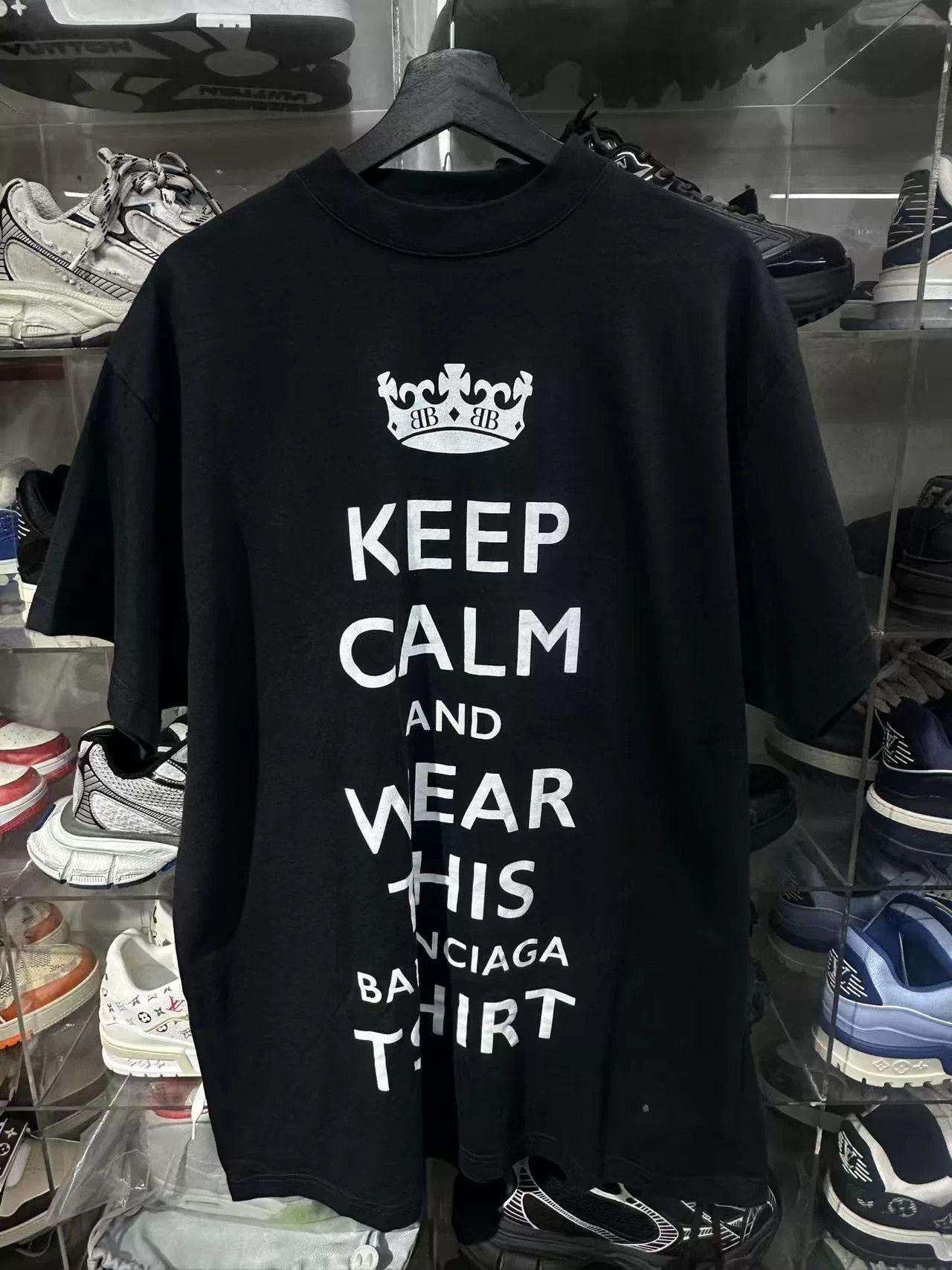 Balenciaga Balenciaga Crown Keep Calm Print Tee Size US L / EU 52-54 / 3 - 1 Thumbnail
