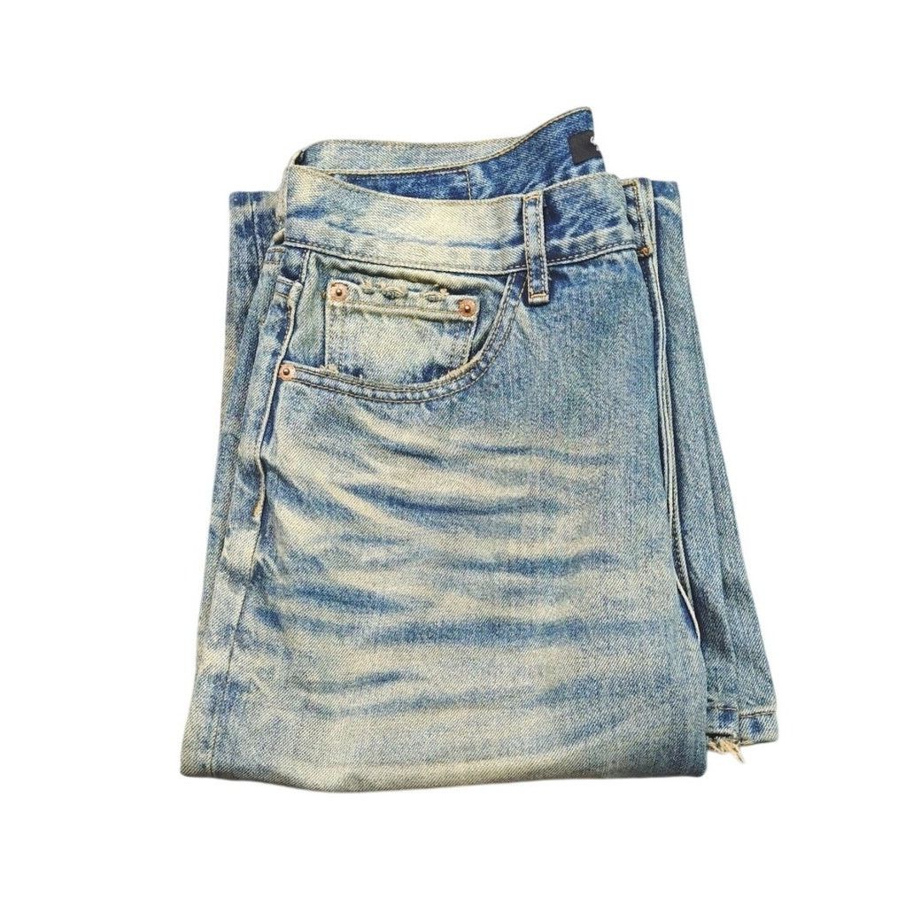 If Six Was Nine × Japanese Brand × Vintage Vintage Faded Wash Distressed Wideleg Baggy Denim Jeans Blue Size US 31 - 4 Thumbnail